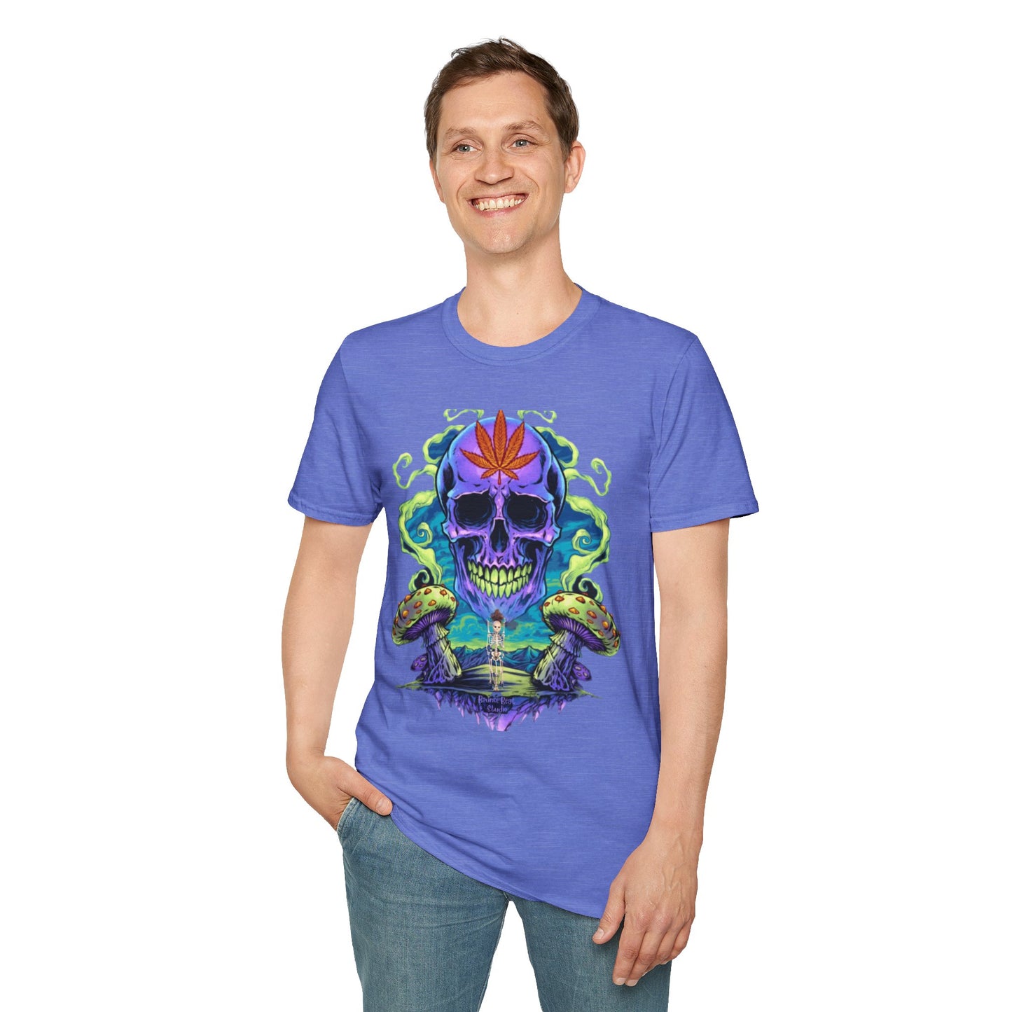 Psychedelic Skull Mushrooms T-Shirt, Marijuana Rave Festival Nightlife Skeleton Tee, Alternative Clothing, Hippie Shirt, Festival Apparel,
