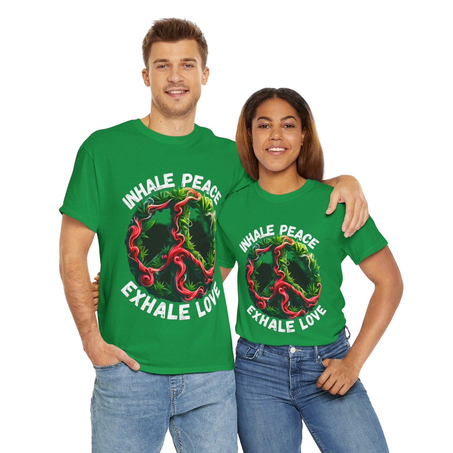 Inner Peace - Exhale Love T Shirt 420 Love Leafy Green Rave Hippie Festivals Cotton Tee Designer Tee