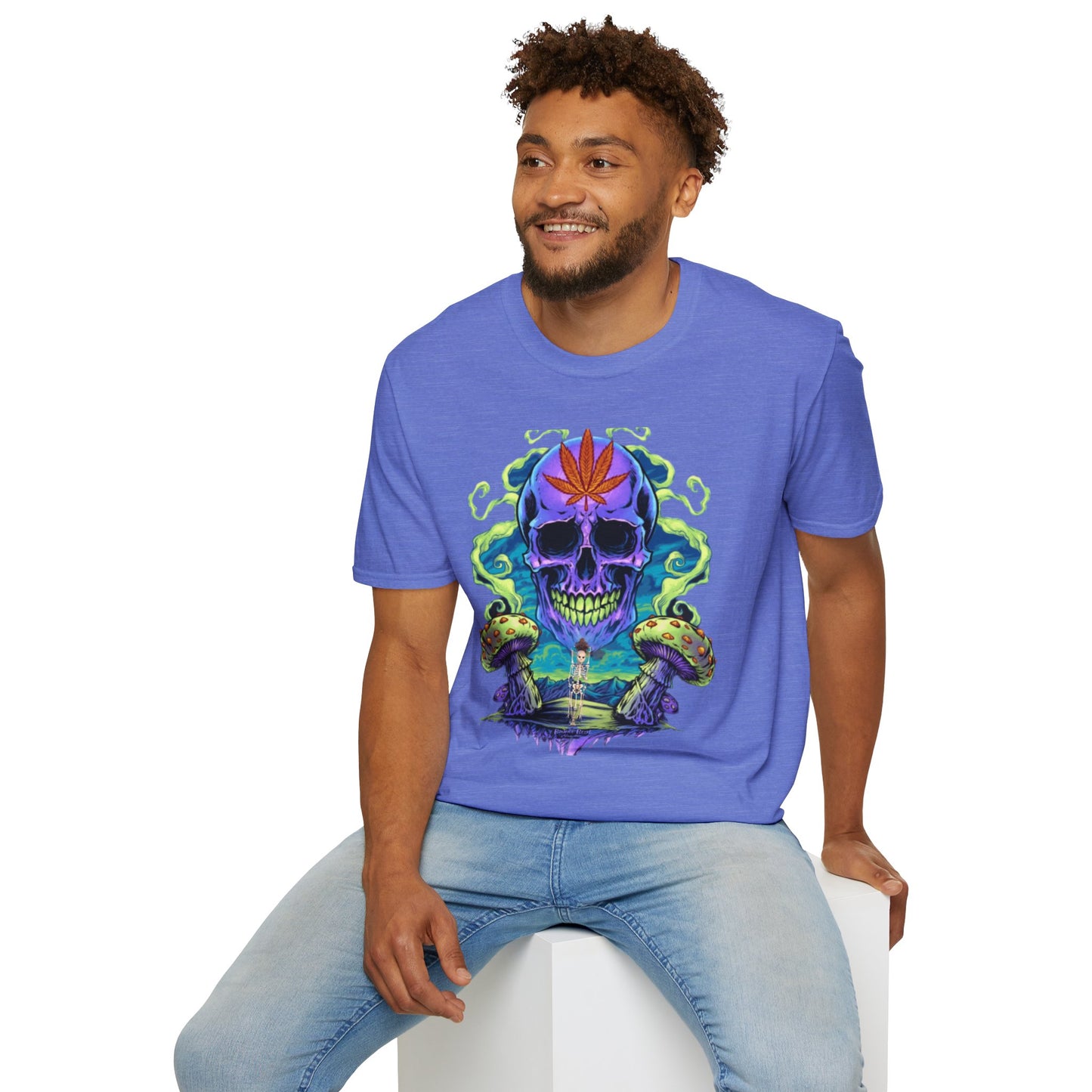Psychedelic Skull Mushrooms T-Shirt, Marijuana Rave Festival Nightlife Skeleton Tee, Alternative Clothing, Hippie Shirt, Festival Apparel,