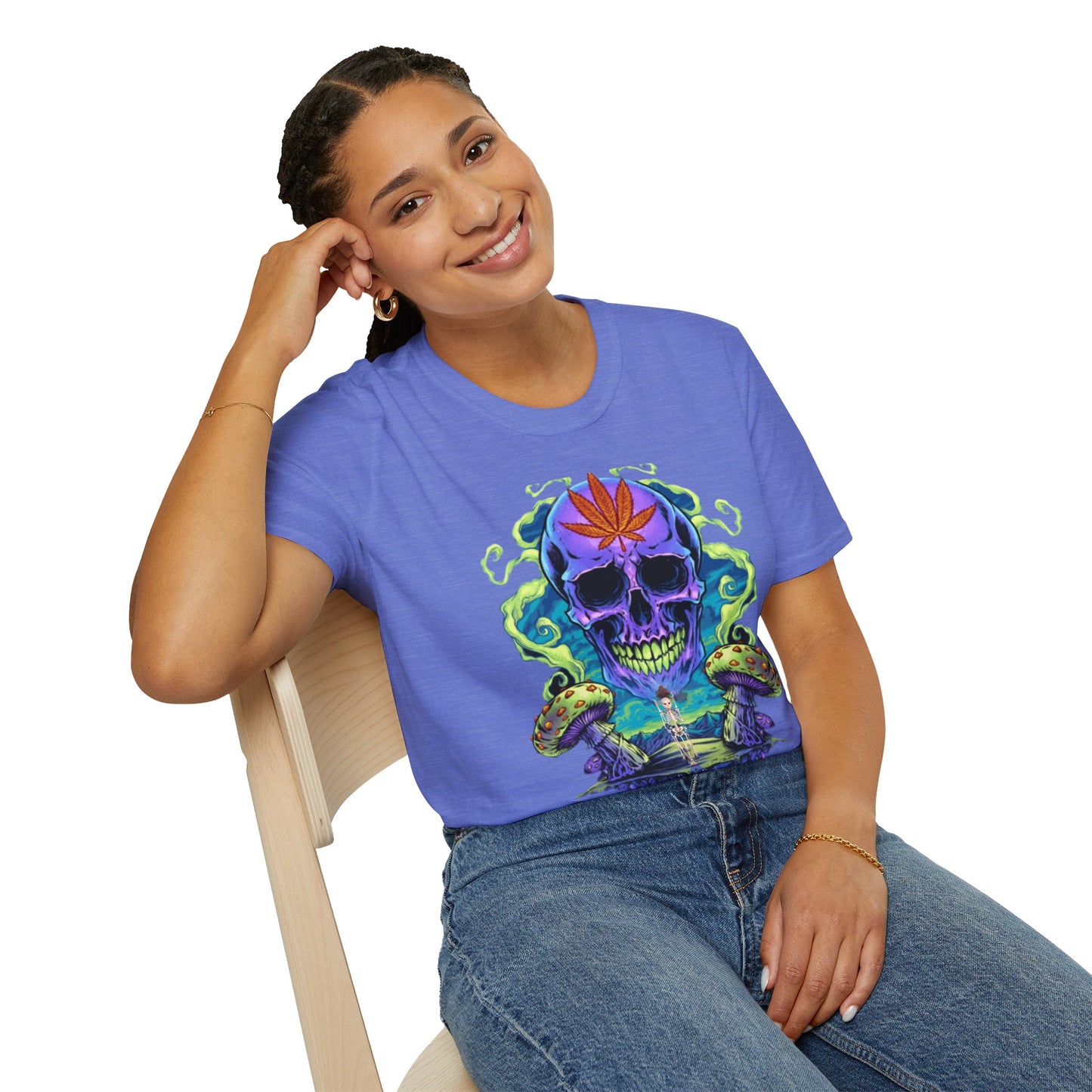 Psychedelic Skull Mushrooms T-Shirt, Marijuana Rave Festival Nightlife Skeleton Tee, Alternative Clothing, Hippie Shirt, Festival Apparel,
