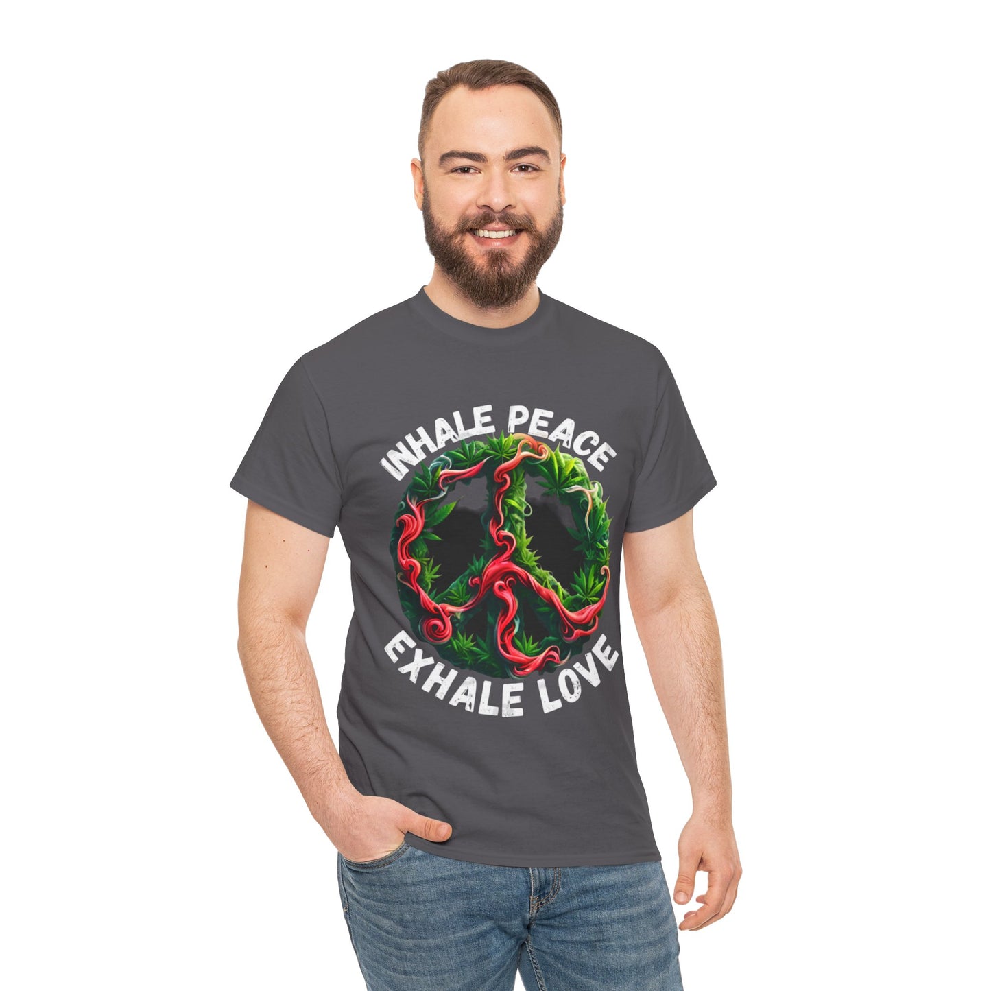 Inner Peace - Exhale Love  T Shirt 420 Love Leafy Green Rave Hippie Festivals Cotton Tee Designer Tee