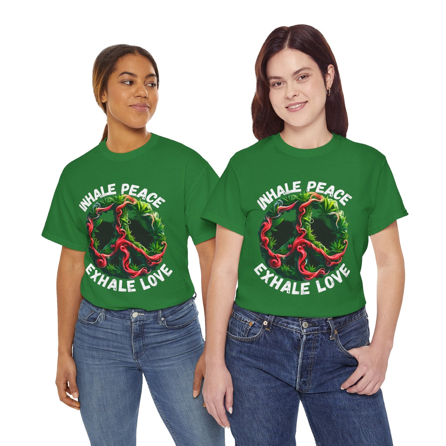 Inner Peace - Exhale Love  T Shirt 420 Love Leafy Green Rave Hippie Festivals Cotton Tee Designer Tee