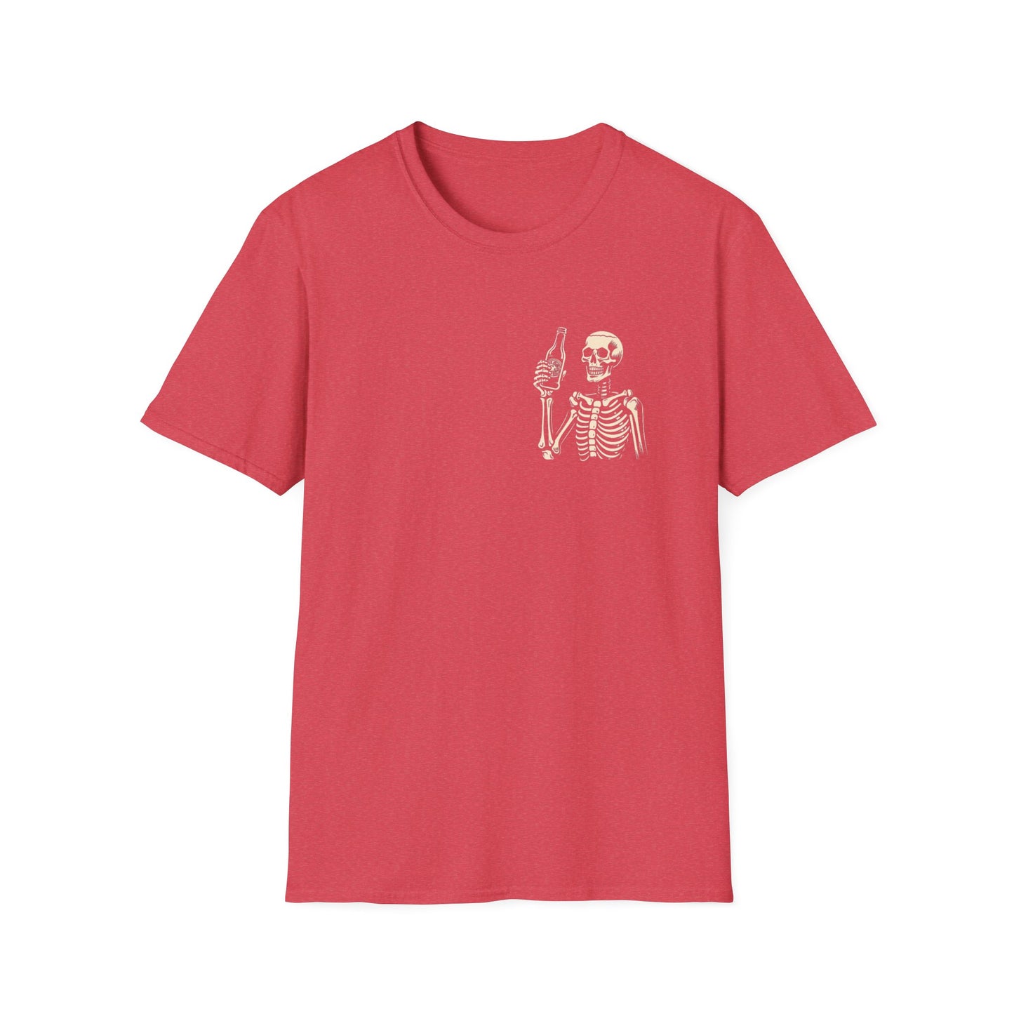Skeleton Cheers - I'm Here for a Good Time, Not a Long Time Lifestyle Quote Unisex Softstyle T-Shirt