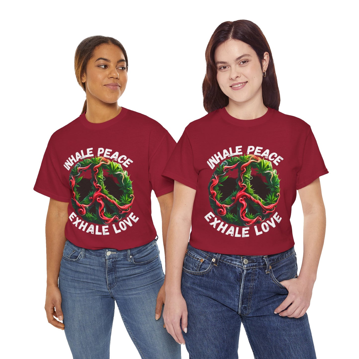 Inner Peace - Exhale Love  T Shirt 420 Love Leafy Green Rave Hippie Festivals Cotton Tee Designer Tee