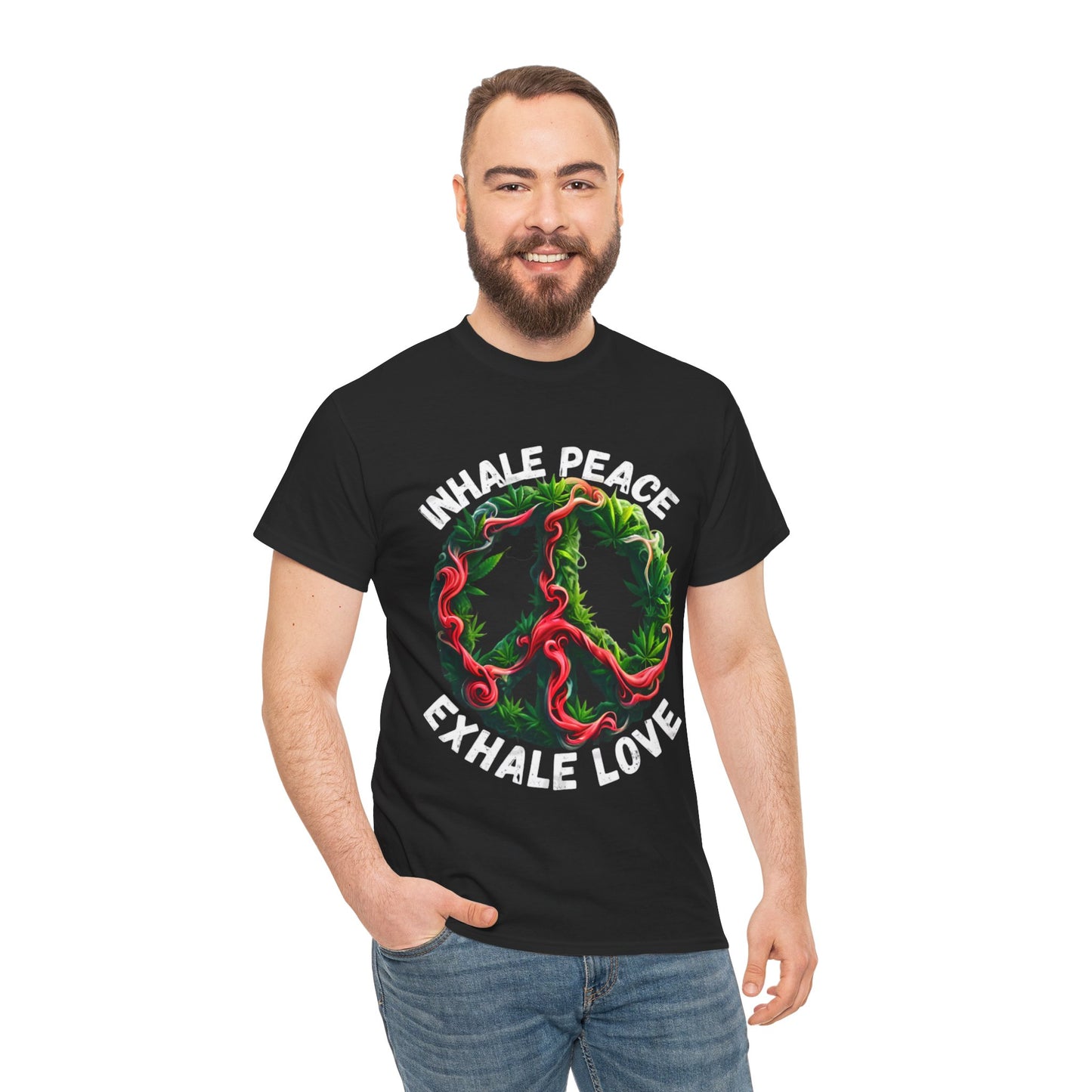 Inner Peace - Exhale Love  T Shirt 420 Love Leafy Green Rave Hippie Festivals Cotton Tee Designer Tee