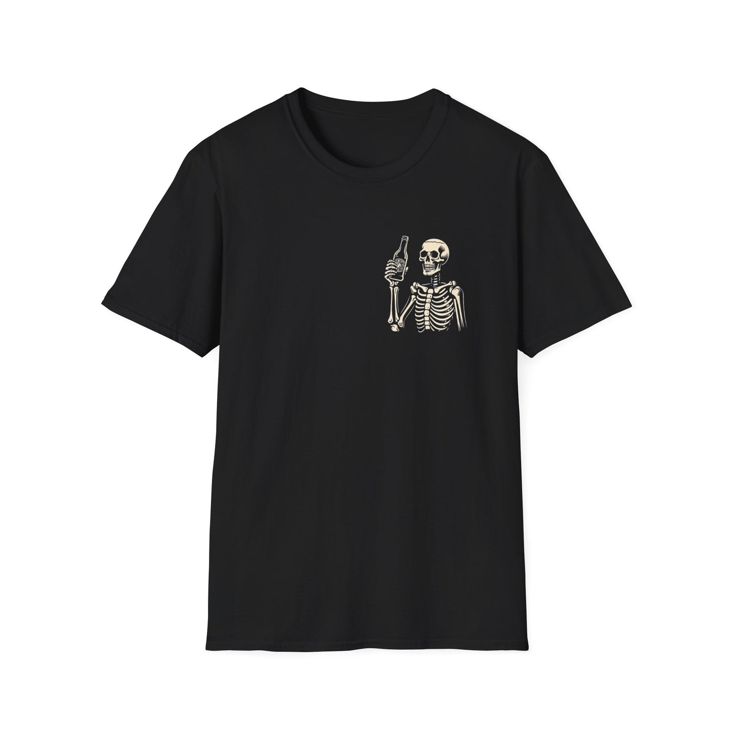 Skeleton Cheers - I'm Here for a Good Time, Not a Long Time Lifestyle Quote Unisex Softstyle T-Shirt