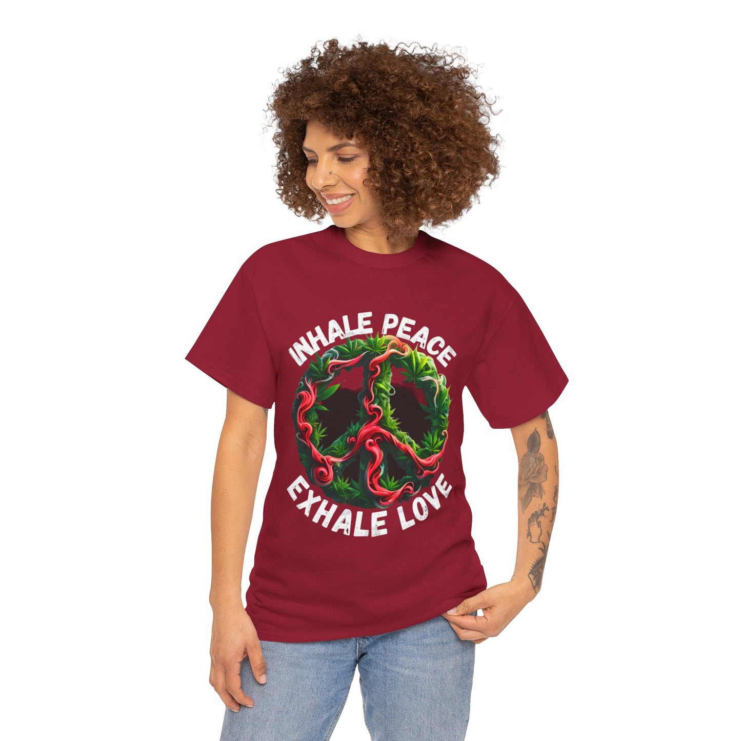 Inner Peace - Exhale Love  T Shirt 420 Love Leafy Green Rave Hippie Festivals Cotton Tee Designer Tee