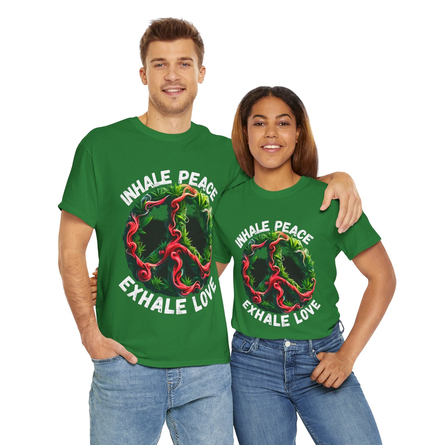 Inner Peace - Exhale Love  T Shirt 420 Love Leafy Green Rave Hippie Festivals Cotton Tee Designer Tee