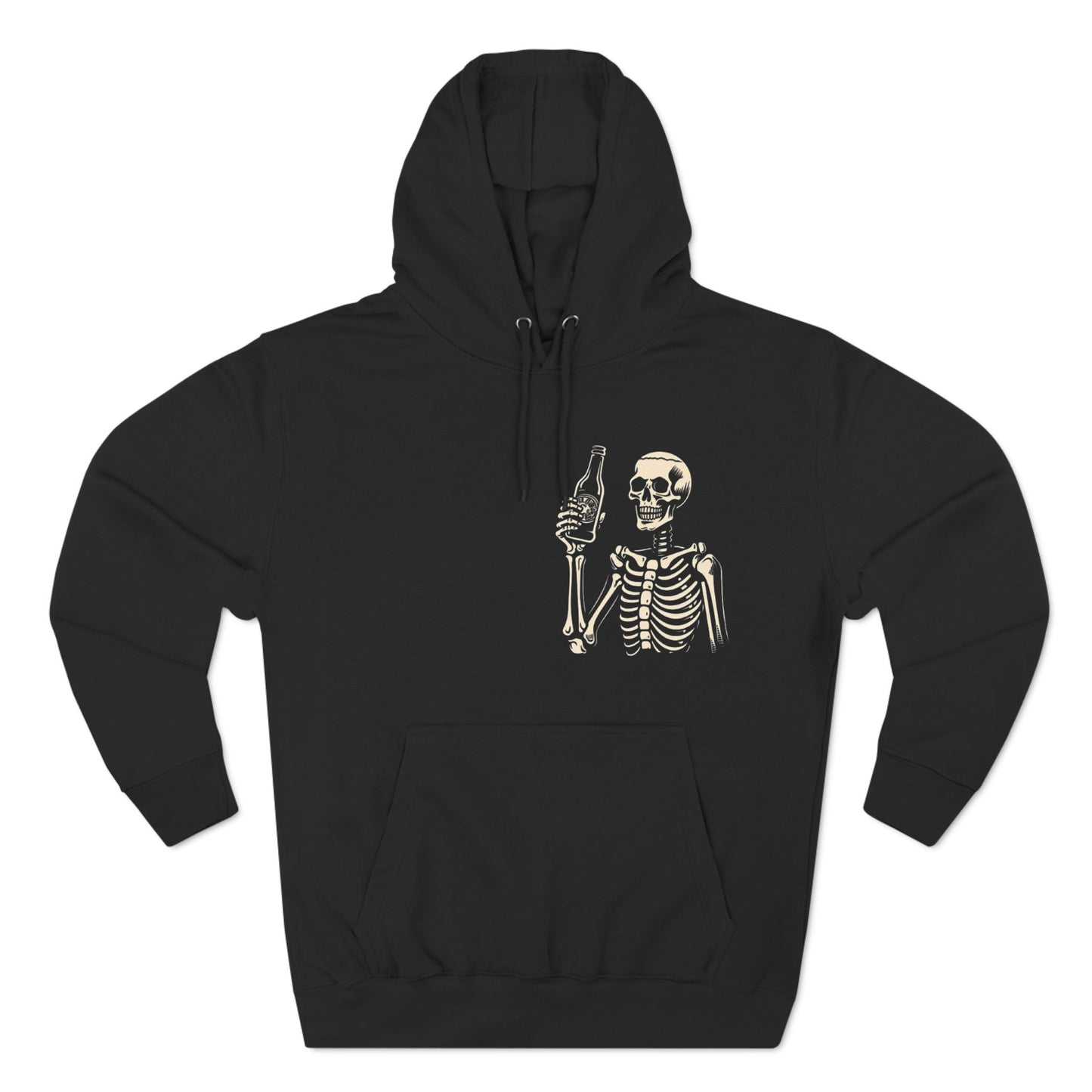 Skeleton Cheers Fleece Hoodie I'm Here for a Good Time, Not a Long Time, Happy Life Quotes, Unisex Cotton Sweatshirt, Three-Panel Fleece Hoodie, Funny Winter Apparel
