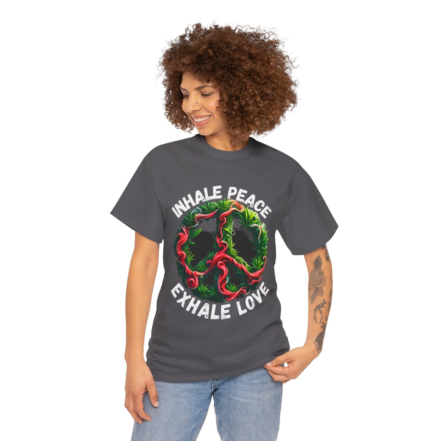 Inner Peace - Exhale Love  T Shirt 420 Love Leafy Green Rave Hippie Festivals Cotton Tee Designer Tee