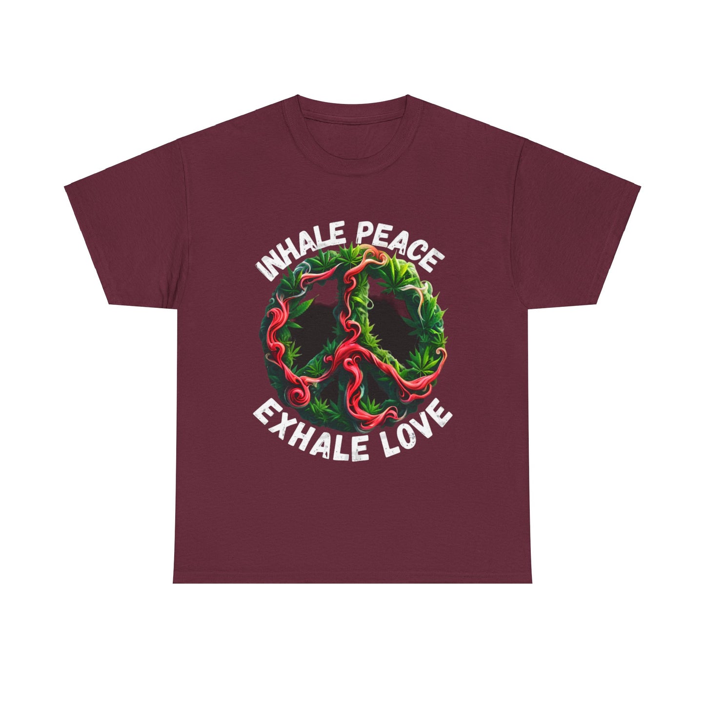 Inner Peace - Exhale Love  T Shirt 420 Love Leafy Green Rave Hippie Festivals Cotton Tee Designer Tee