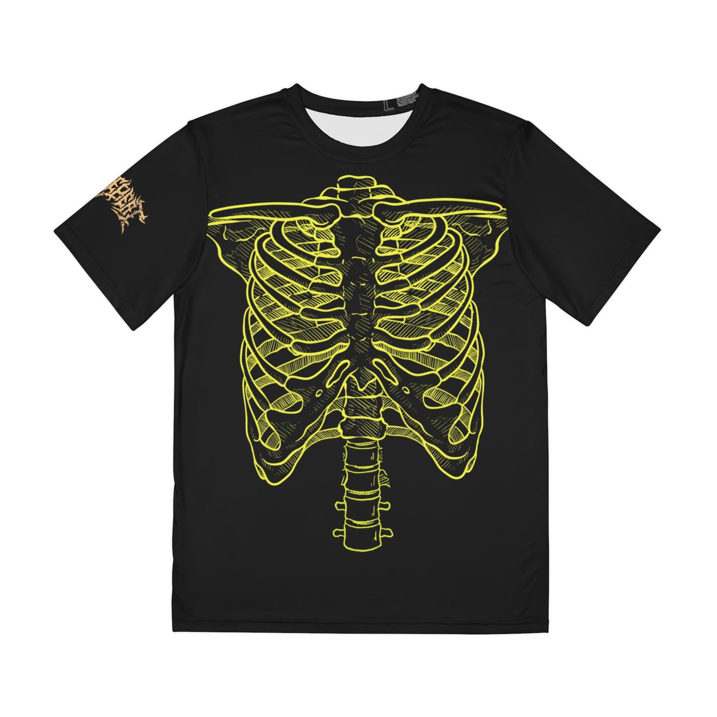 Skeleton Ribcage and Spine Black and Neon Print Skeleton Rave wear T Shirt