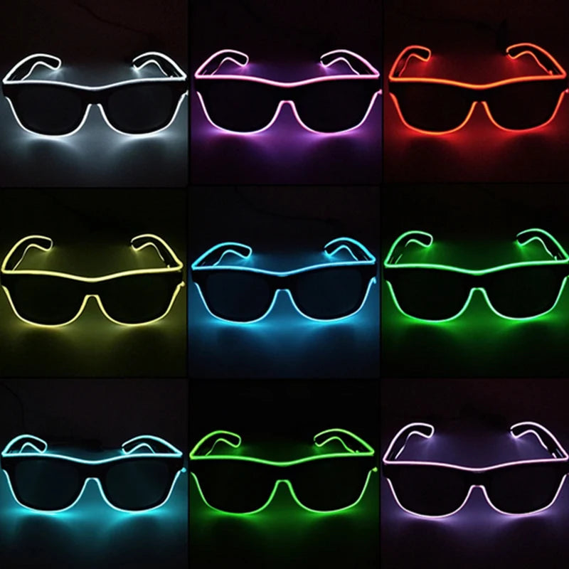 LED Light up Glasses Neon Luminous Glasses Adults Rave Cosplay Goggles for Bar Birthday Party DJ Stage Performance Props