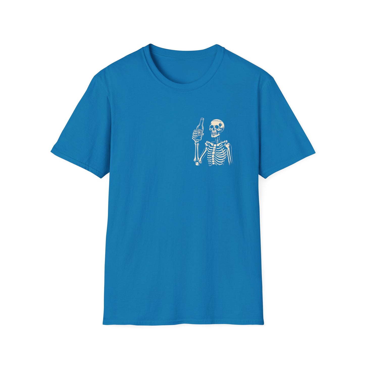 Skeleton Cheers - I'm Here for a Good Time, Not a Long Time Lifestyle Quote Unisex Softstyle T-Shirt
