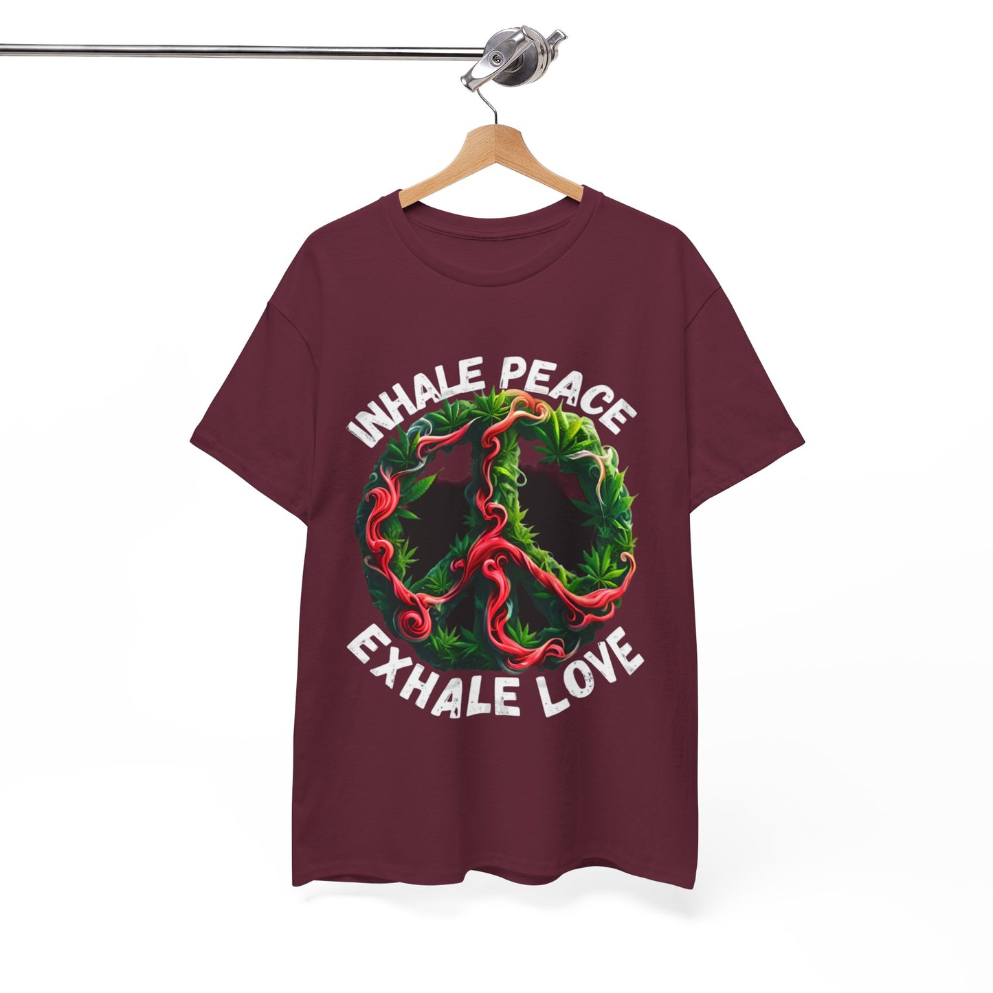 Inner Peace - Exhale Love  T Shirt 420 Love Leafy Green Rave Hippie Festivals Cotton Tee Designer Tee