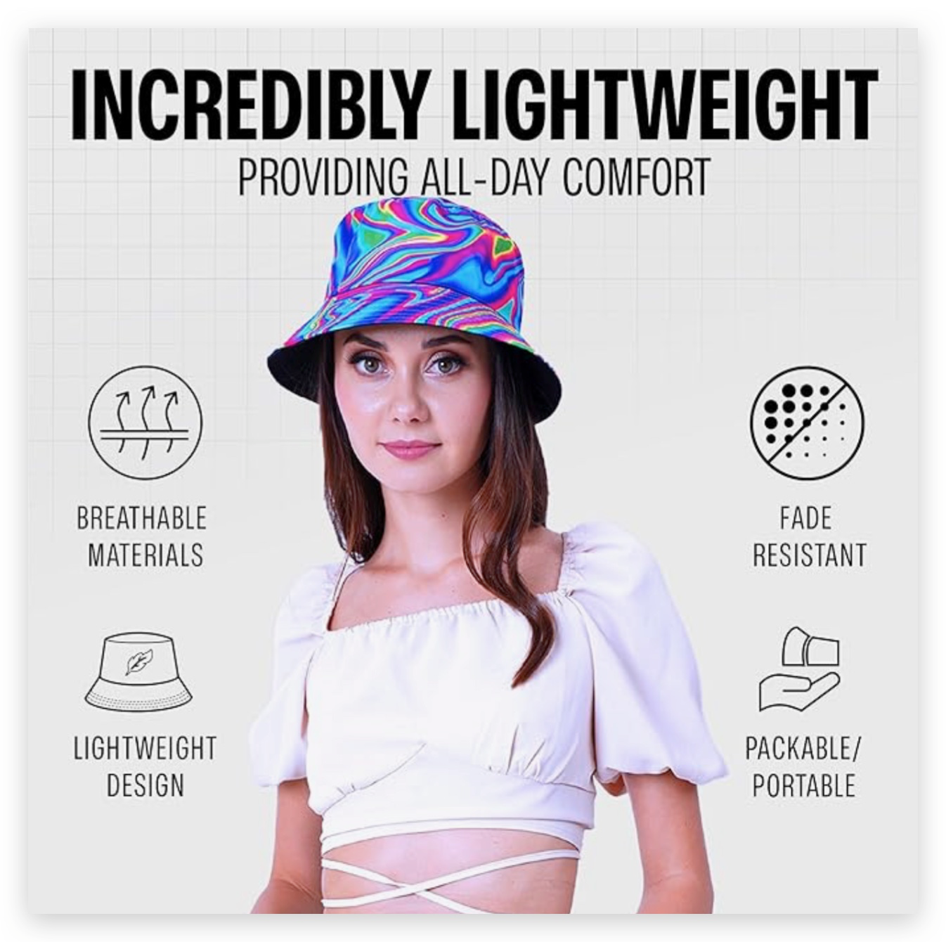 Bucket Hats for Women Men Packable Travel Beach Sun Hat Rave Festival Outfits Rave Accessories Fisherman Cap