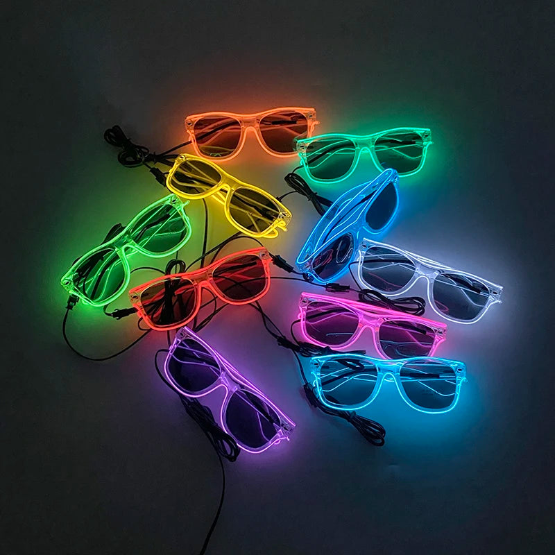 LED Light up Glasses Neon Luminous Glasses Adults Rave Cosplay Goggles for Bar Birthday Party DJ Stage Performance Props