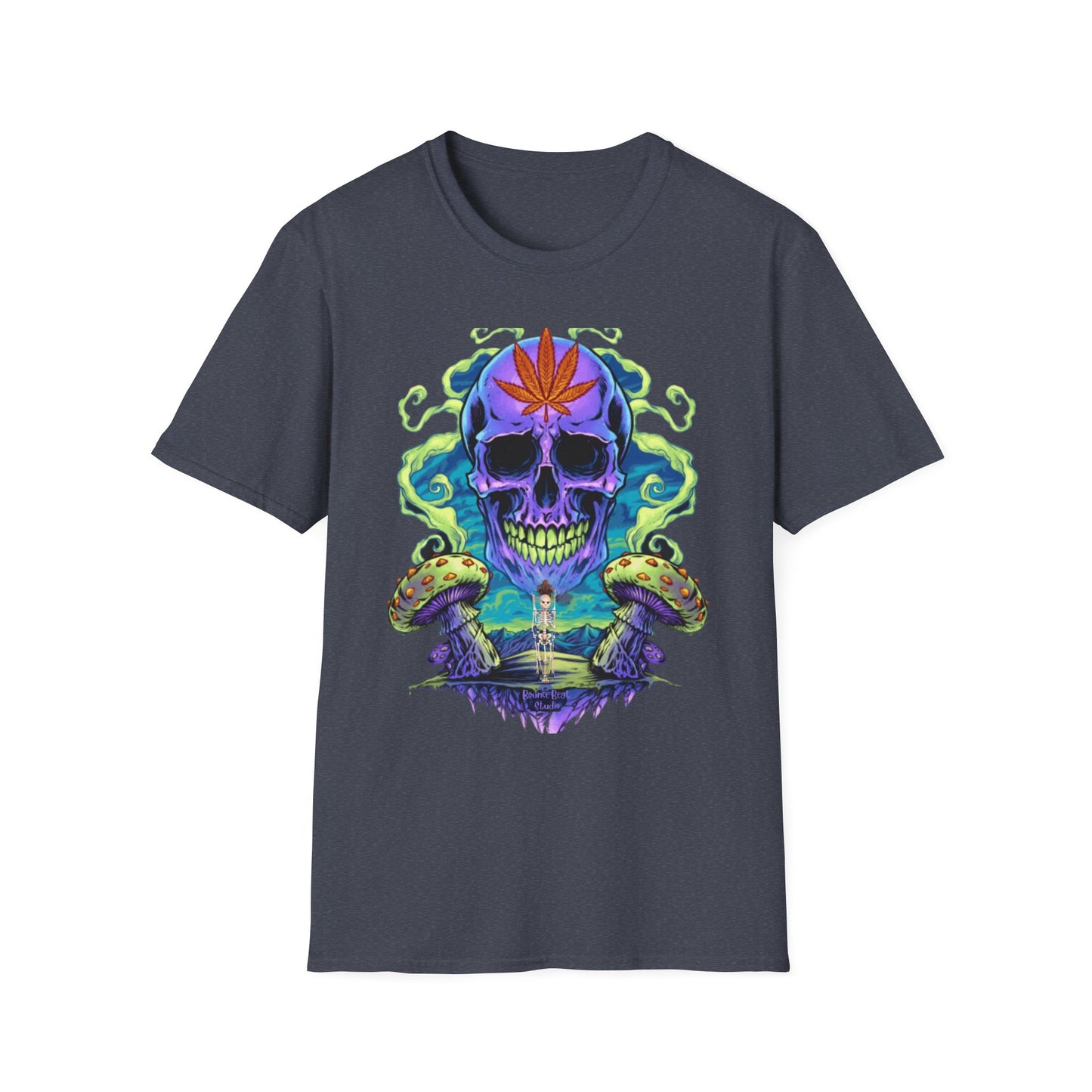 Psychedelic Skull Mushrooms T-Shirt, Marijuana Rave Festival Nightlife Skeleton Tee, Alternative Clothing, Hippie Shirt, Festival Apparel,