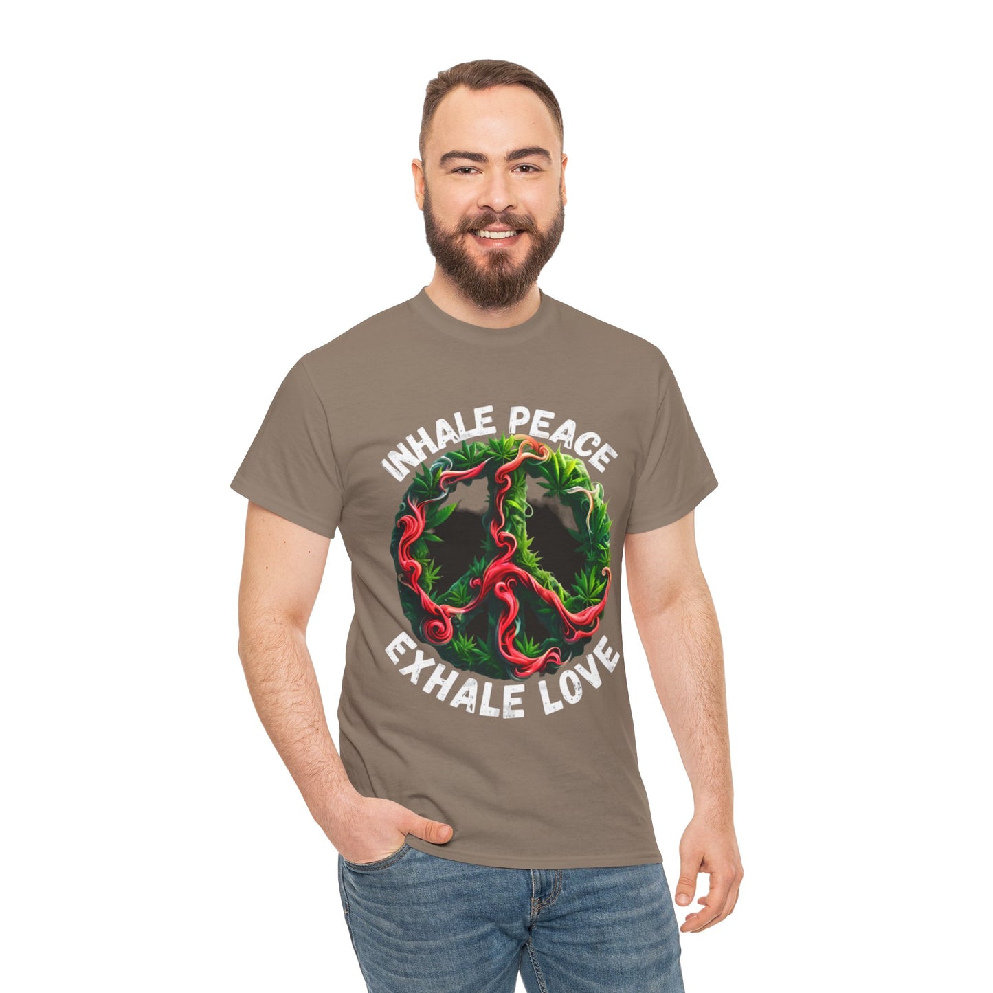 Inner Peace - Exhale Love  T Shirt 420 Love Leafy Green Rave Hippie Festivals Cotton Tee Designer Tee