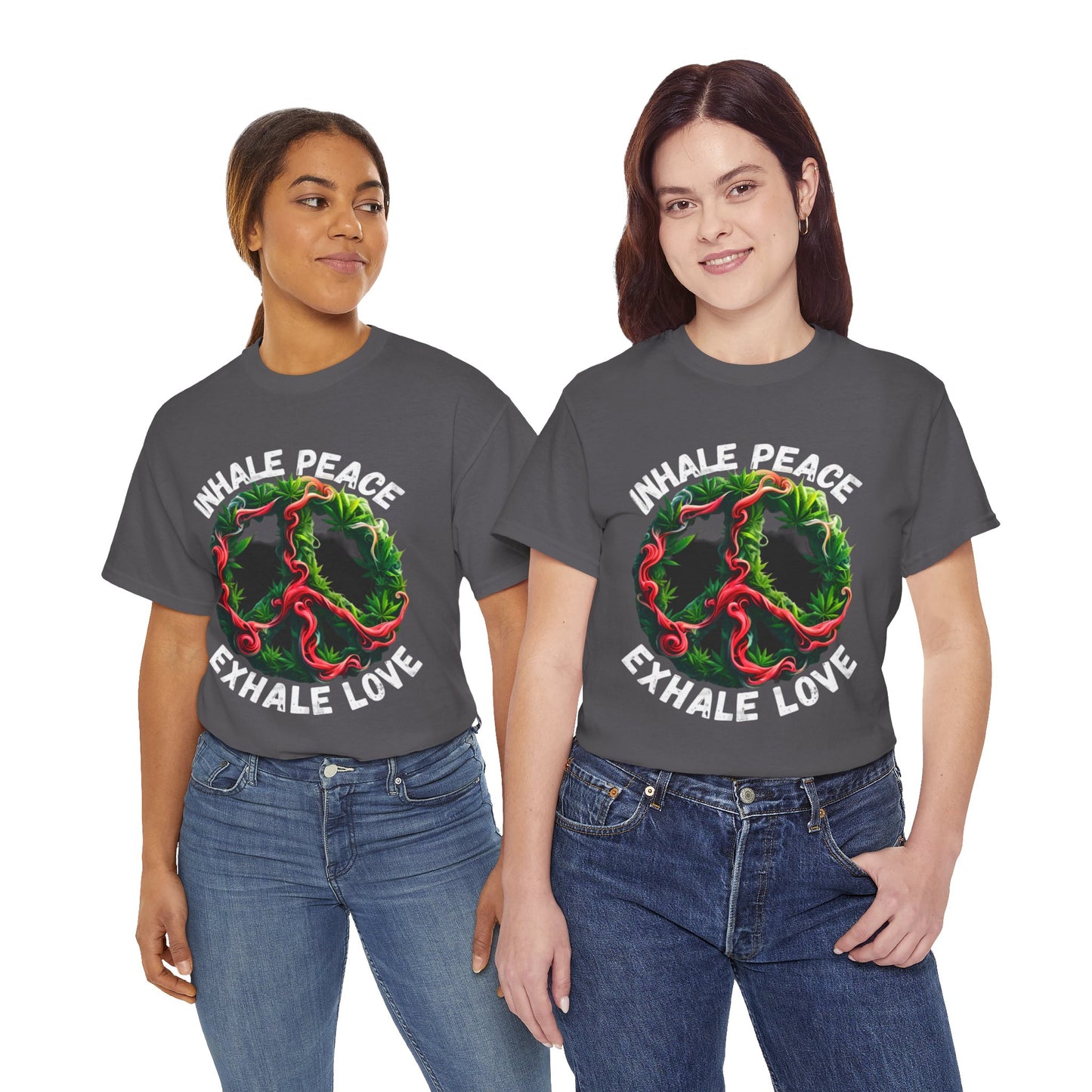 Inner Peace - Exhale Love  T Shirt 420 Love Leafy Green Rave Hippie Festivals Cotton Tee Designer Tee