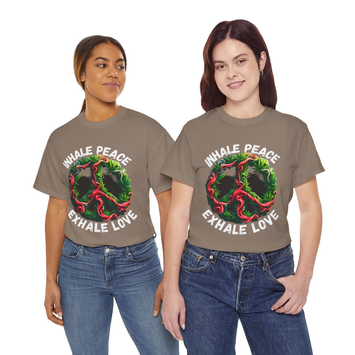 Inner Peace - Exhale Love  T Shirt 420 Love Leafy Green Rave Hippie Festivals Cotton Tee Designer Tee