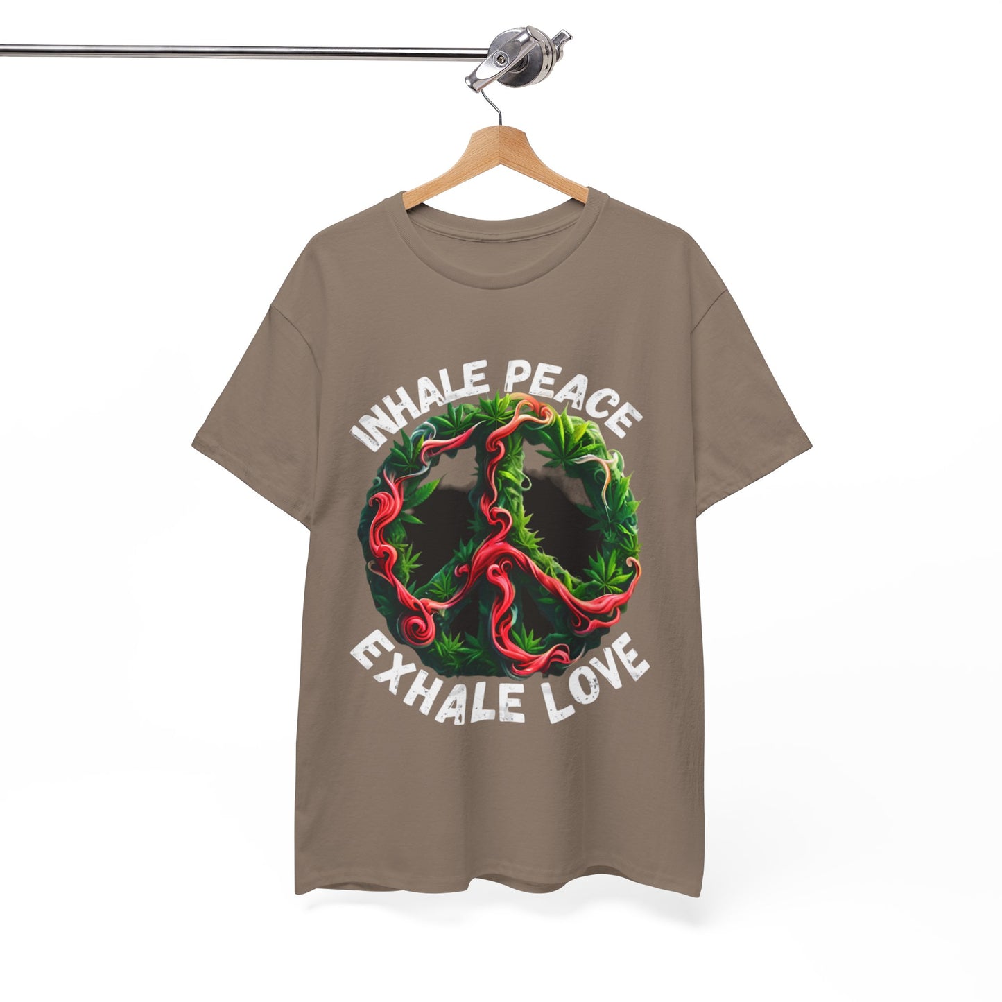 Inner Peace - Exhale Love  T Shirt 420 Love Leafy Green Rave Hippie Festivals Cotton Tee Designer Tee
