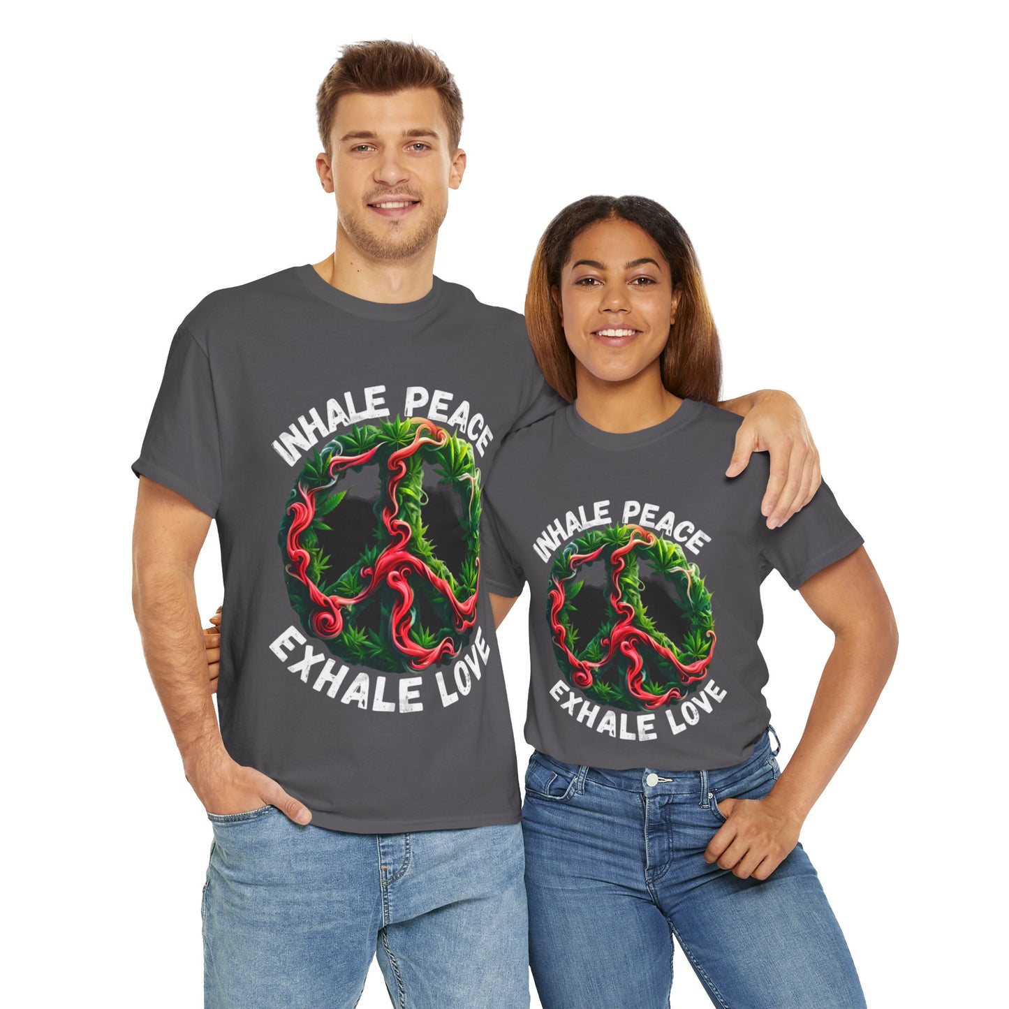 Inner Peace - Exhale Love  T Shirt 420 Love Leafy Green Rave Hippie Festivals Cotton Tee Designer Tee