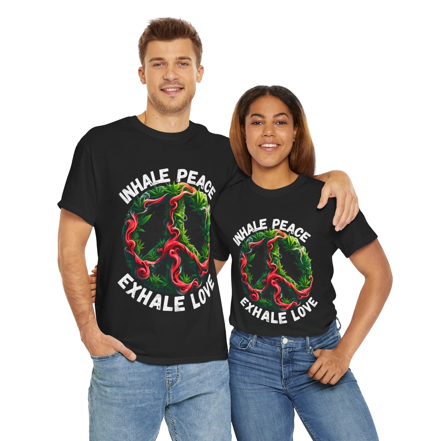 Inner Peace - Exhale Love  T Shirt 420 Love Leafy Green Rave Hippie Festivals Cotton Tee Designer Tee