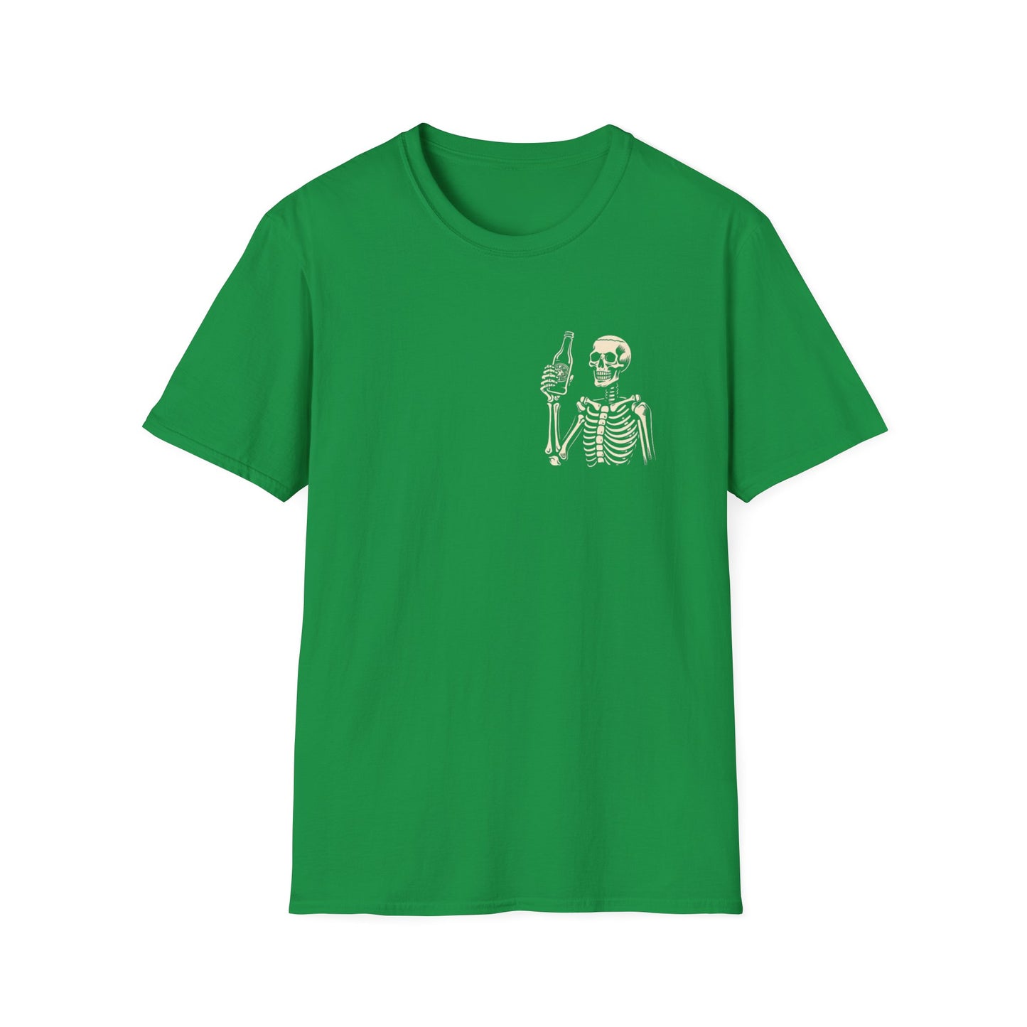 Skeleton Cheers - I'm Here for a Good Time, Not a Long Time Lifestyle Quote Unisex Softstyle T-Shirt