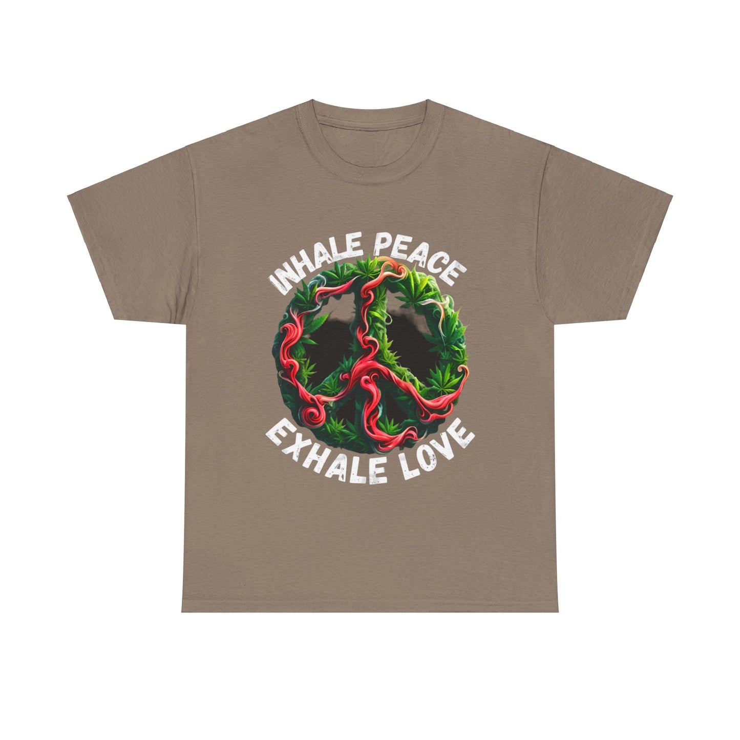 Inner Peace - Exhale Love  T Shirt 420 Love Leafy Green Rave Hippie Festivals Cotton Tee Designer Tee