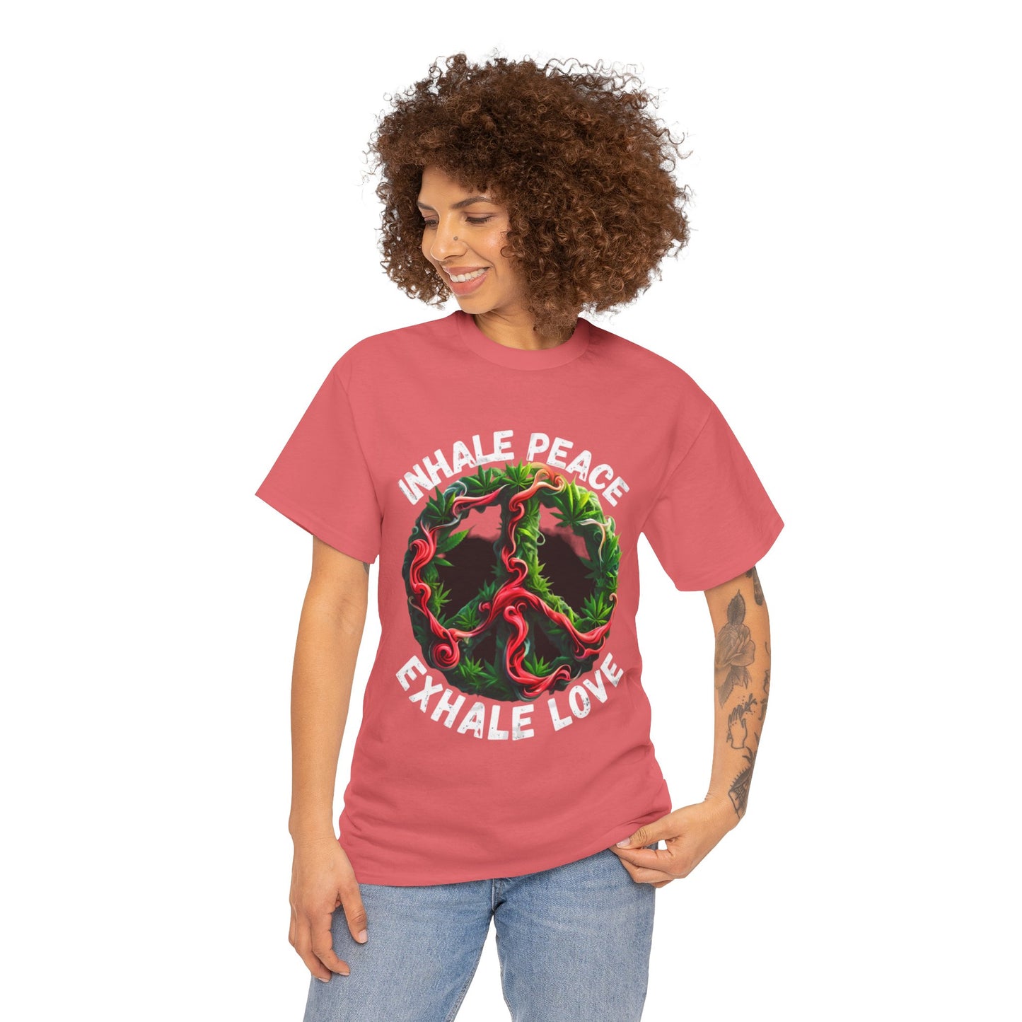 Inner Peace - Exhale Love  T Shirt 420 Love Leafy Green Rave Hippie Festivals Cotton Tee Designer Tee