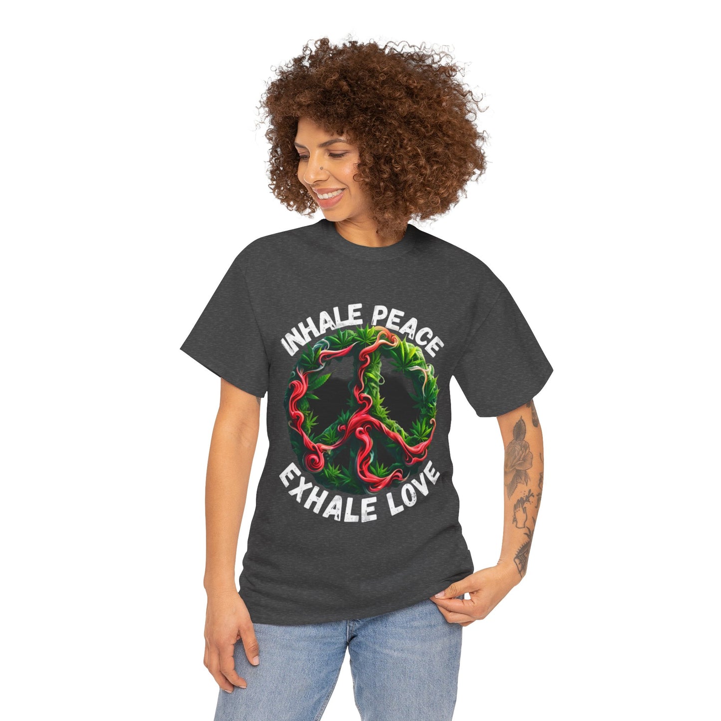 Inner Peace - Exhale Love  T Shirt 420 Love Leafy Green Rave Hippie Festivals Cotton Tee Designer Tee