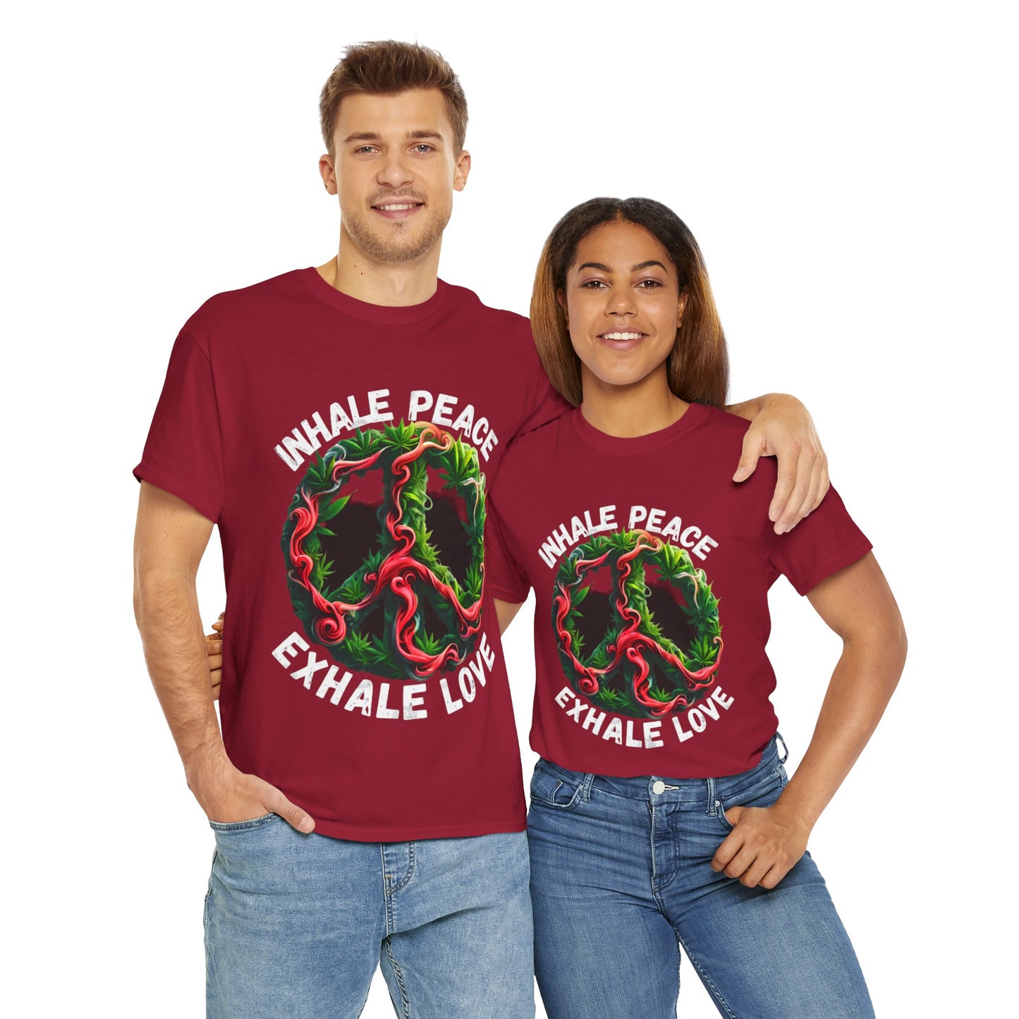 Inner Peace - Exhale Love  T Shirt 420 Love Leafy Green Rave Hippie Festivals Cotton Tee Designer Tee
