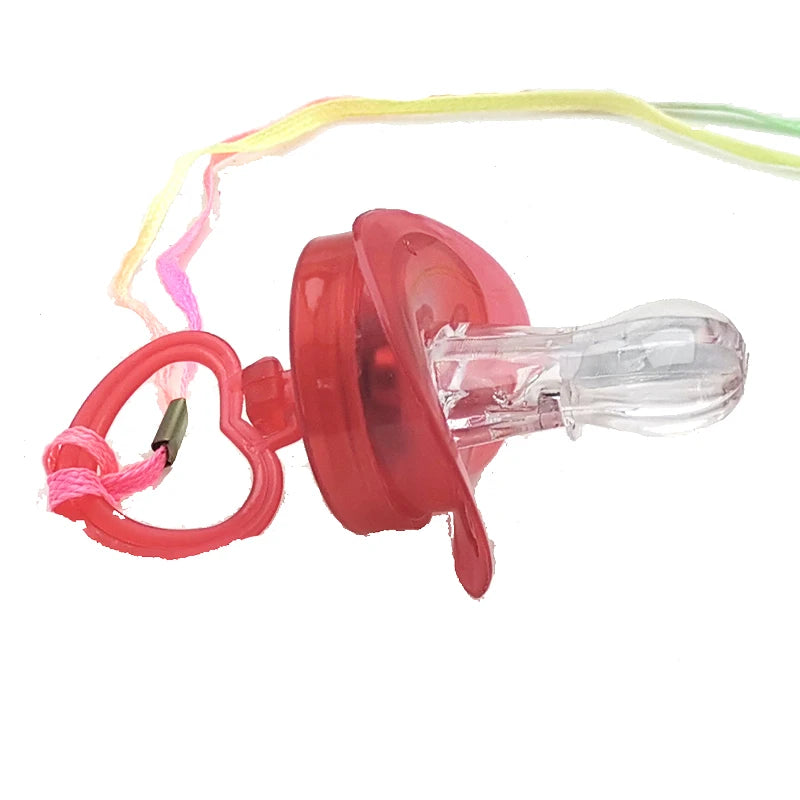 2PCS Light up Soft Pacifiers LED Rave Party Glowing Whistle Flashing Lanyard Necklace Glowing Flashing Led Whistle Nipple