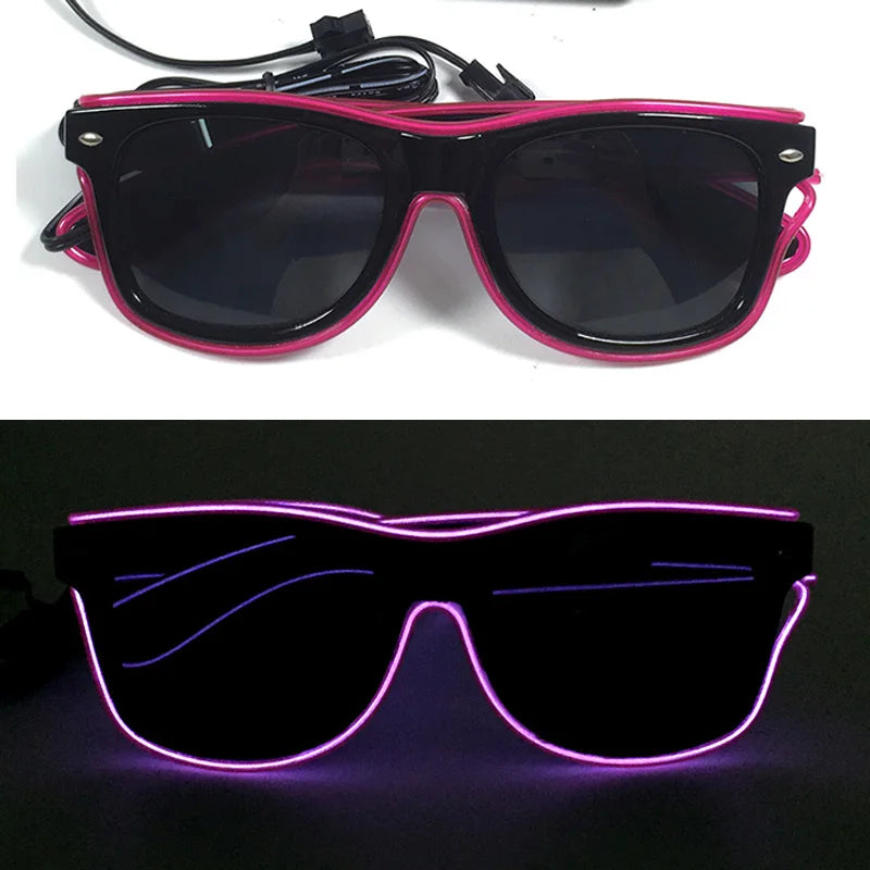 LED Light up Glasses Neon Luminous Glasses Adults Rave Cosplay Goggles for Bar Birthday Party DJ Stage Performance Props