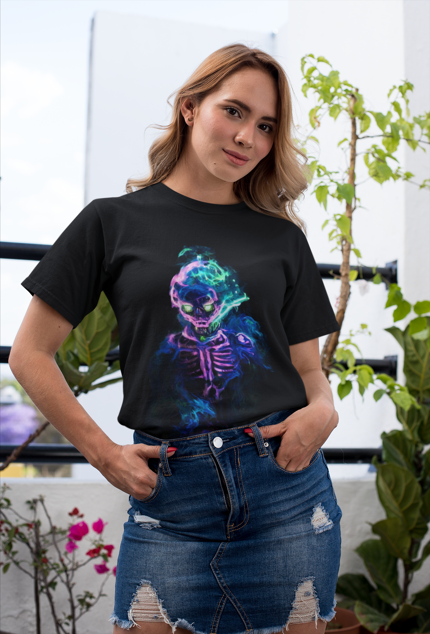 Skeleton Purple Fire T-Shirt