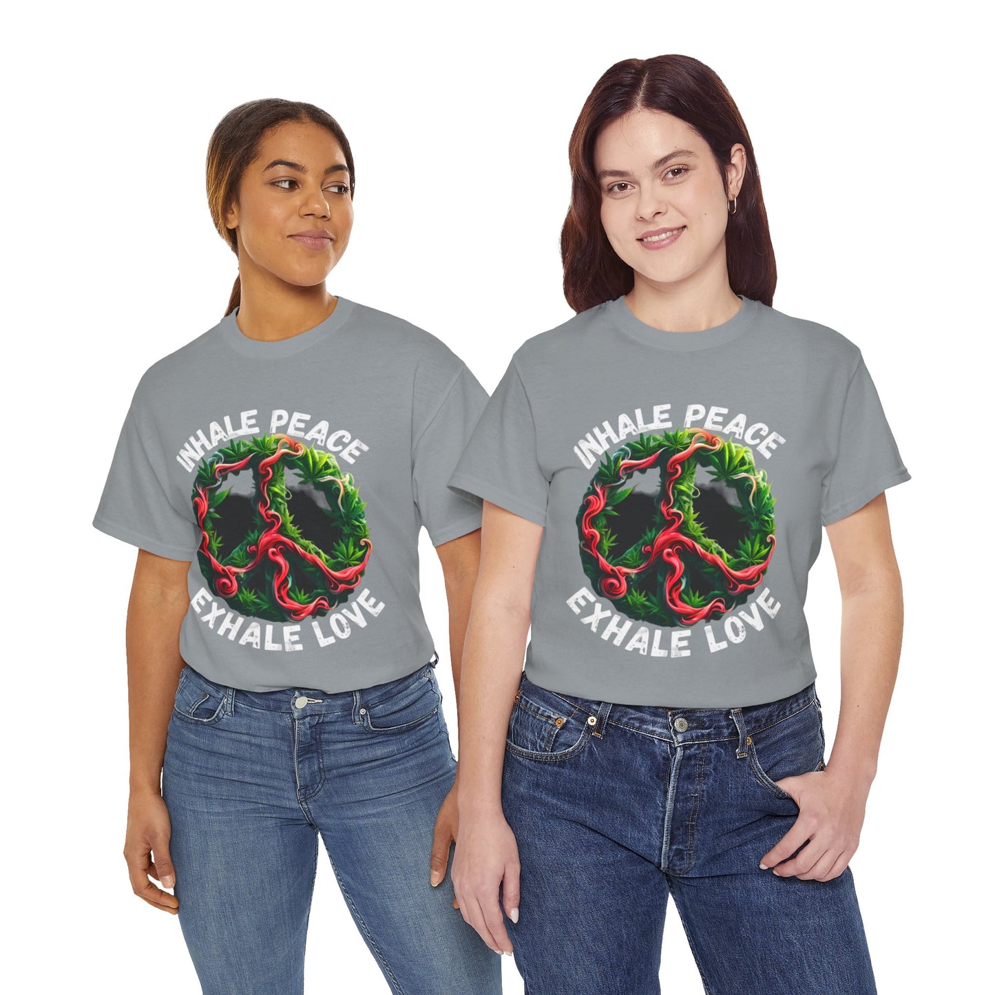 Inner Peace - Exhale Love  T Shirt 420 Love Leafy Green Rave Hippie Festivals Cotton Tee Designer Tee