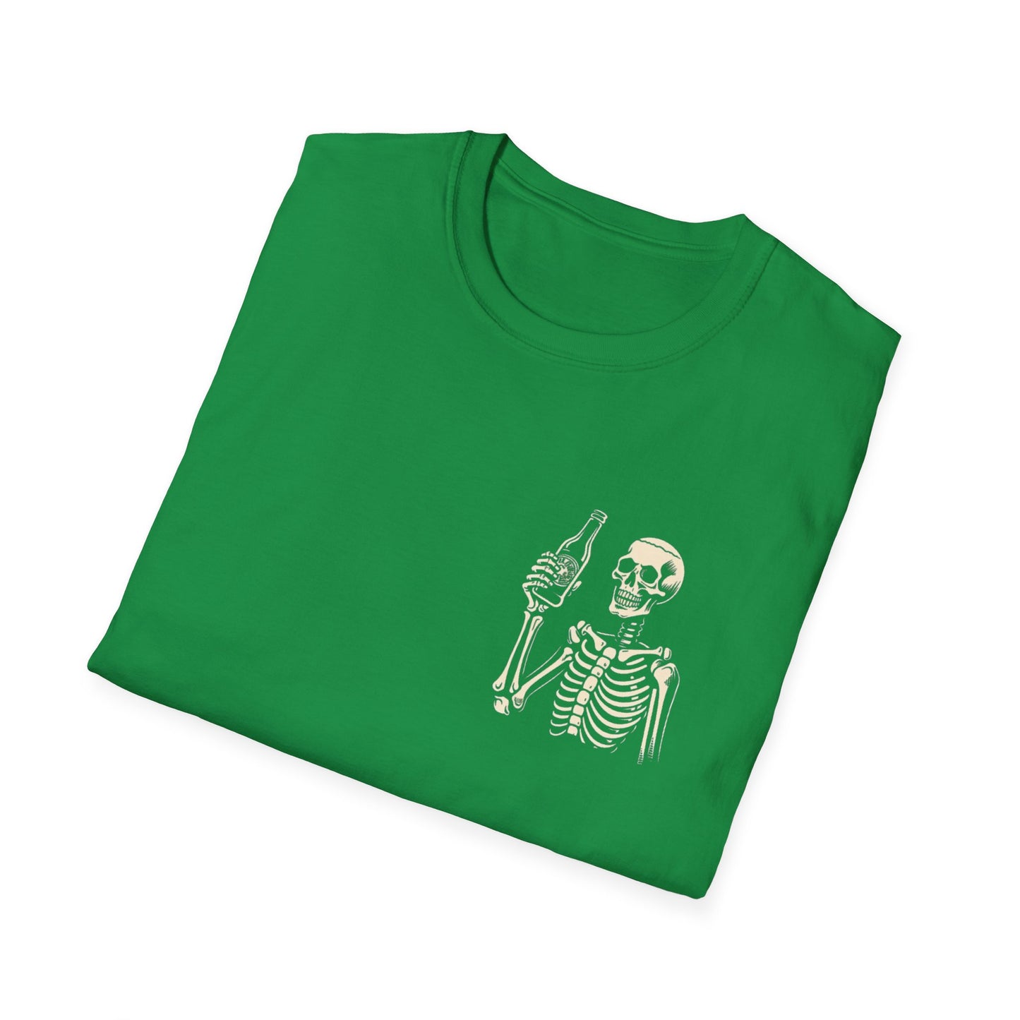 Skeleton Cheers - I'm Here for a Good Time, Not a Long Time Lifestyle Quote Unisex Softstyle T-Shirt