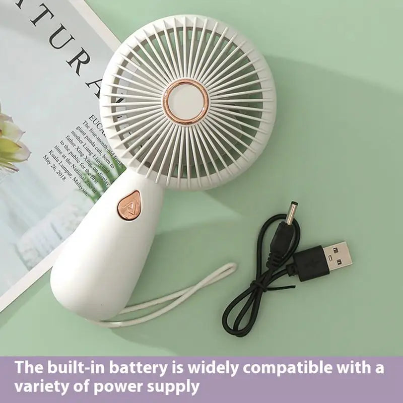 Mini Handheld Small Fan with Low Noise Compact and Portable USB Charging Small Handheld Fan with Dazzling Light for Travel