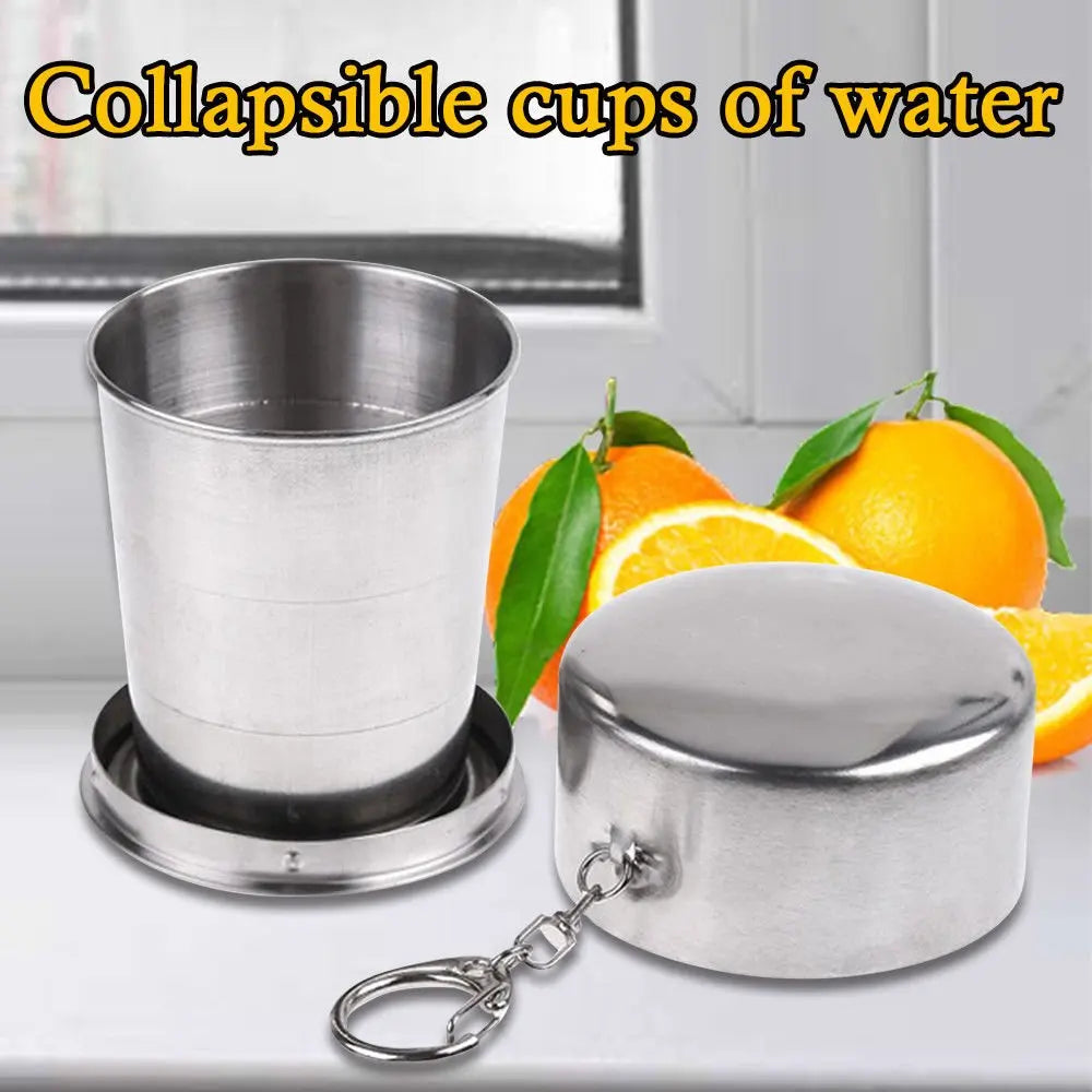 Food Grade Stainless Steel Telescopic Cup Travel Portable Outdoor Folding Cup Portable Extendable Water Cup Metal Wine Glass