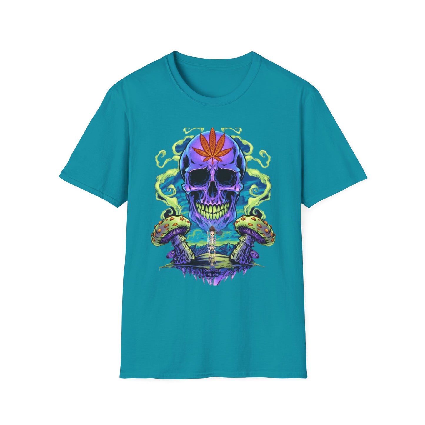 Psychedelic Skull Mushrooms T-Shirt, Marijuana Rave Festival Nightlife Skeleton Tee, Alternative Clothing, Hippie Shirt, Festival Apparel,