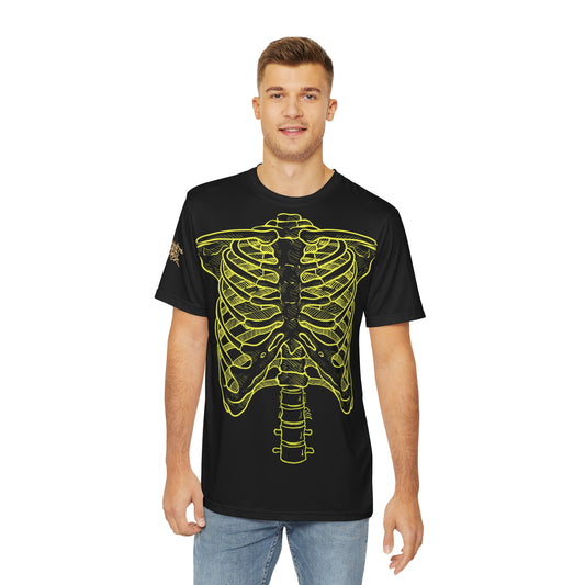 Skeleton Ribcage and Spine Black and Neon Print Skeleton Rave wear T Shirt