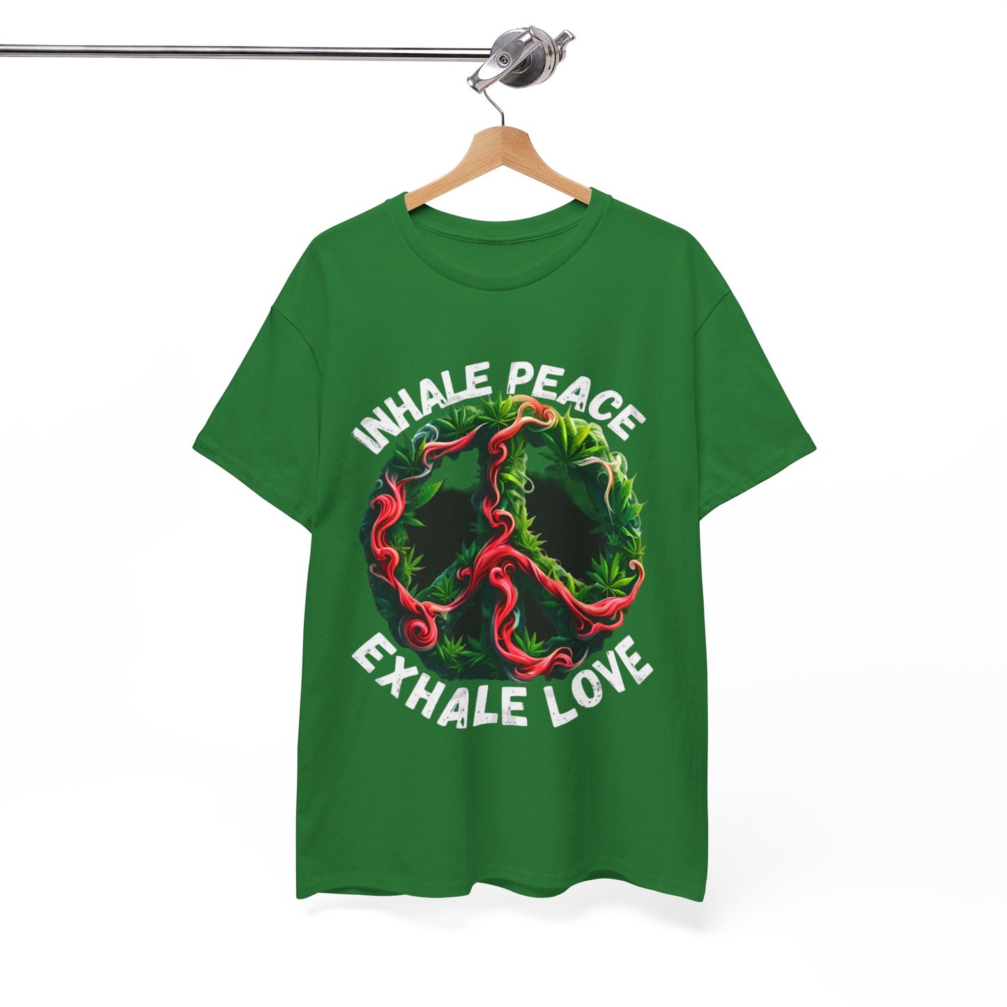 Inner Peace - Exhale Love  T Shirt 420 Love Leafy Green Rave Hippie Festivals Cotton Tee Designer Tee