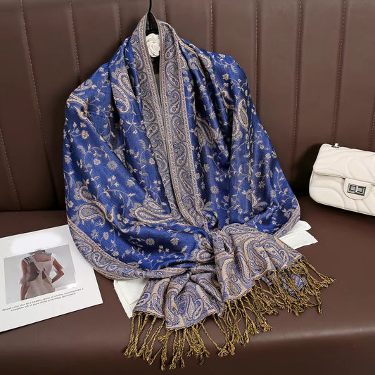 Luxury Brand Autumn Cashmere Pashmina Shawl Lady Wrap Warm Winter Scarves Design Print Female Foulard Cotton Stoles Scarf 2023