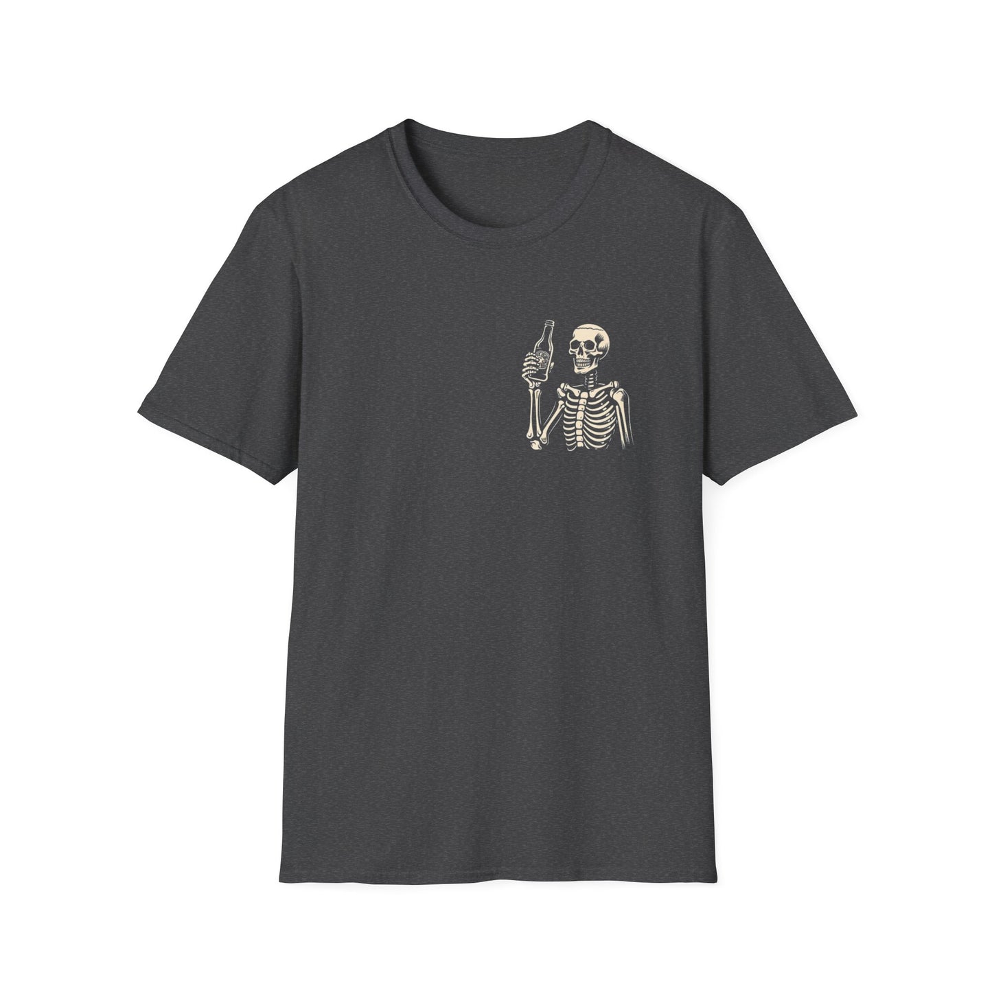 Skeleton Cheers - I'm Here for a Good Time, Not a Long Time Lifestyle Quote Unisex Softstyle T-Shirt