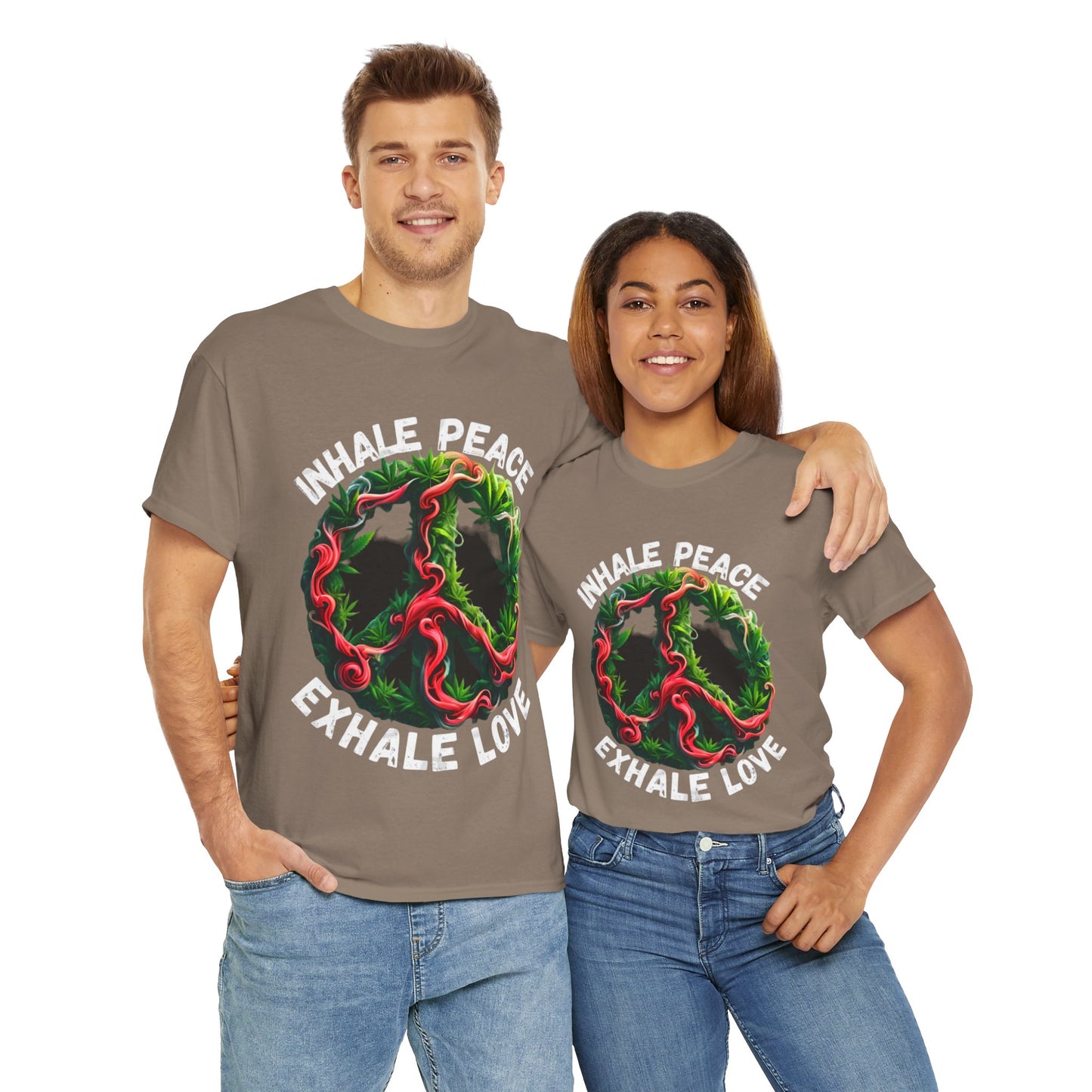 Inner Peace - Exhale Love  T Shirt 420 Love Leafy Green Rave Hippie Festivals Cotton Tee Designer Tee