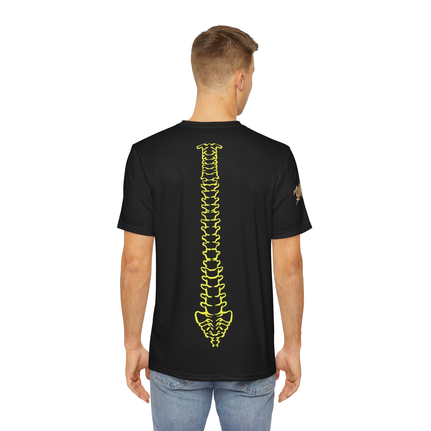 Skeleton Ribcage and Spine Black and Neon Print Skeleton Rave wear T Shirt