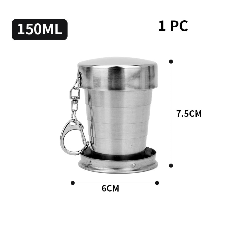 Food Grade Stainless Steel Telescopic Cup Travel Portable Outdoor Folding Cup Portable Extendable Water Cup Metal Wine Glass