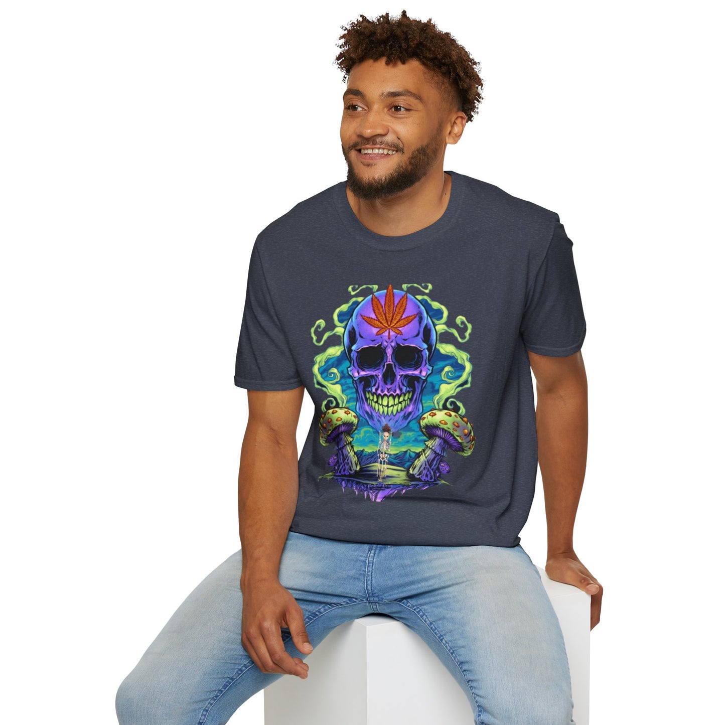 Psychedelic Skull Mushrooms T-Shirt, Marijuana Rave Festival Nightlife Skeleton Tee, Alternative Clothing, Hippie Shirt, Festival Apparel,