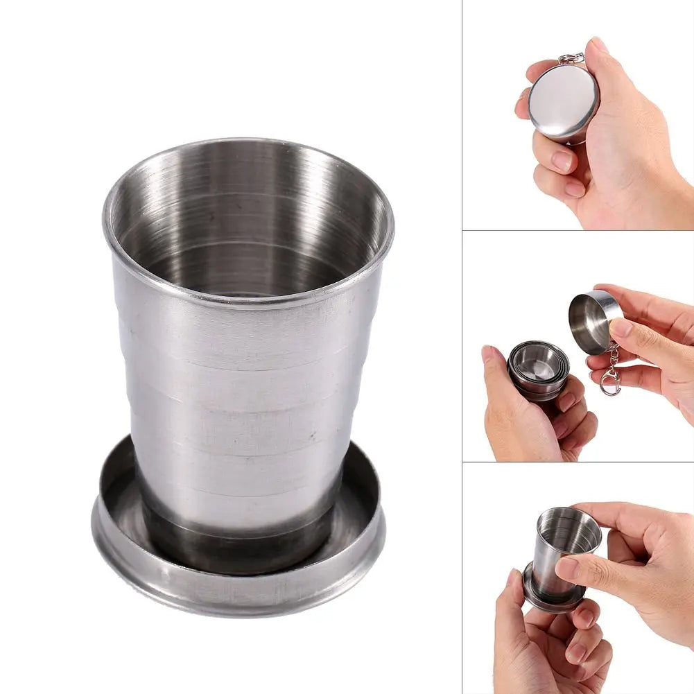 Food Grade Stainless Steel Telescopic Cup Travel Portable Outdoor Folding Cup Portable Extendable Water Cup Metal Wine Glass